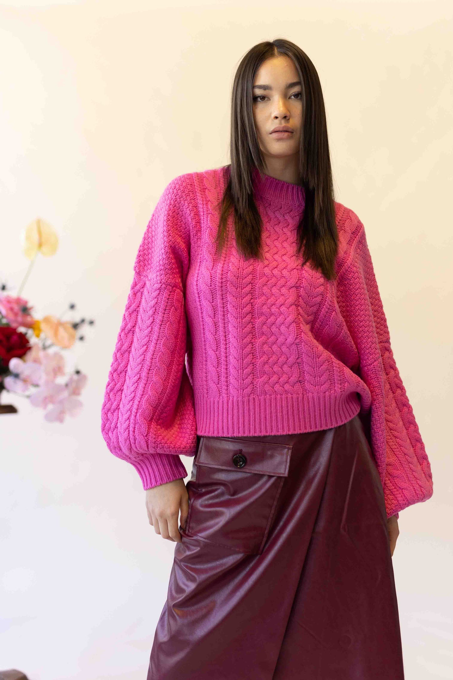 LOVERS CABLE KNIT - PINK