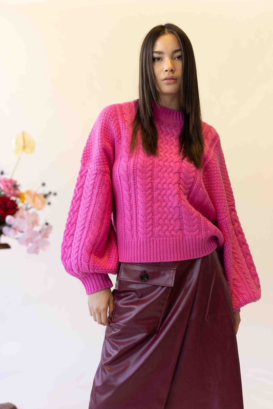 LOVERS CABLE KNIT - PINK