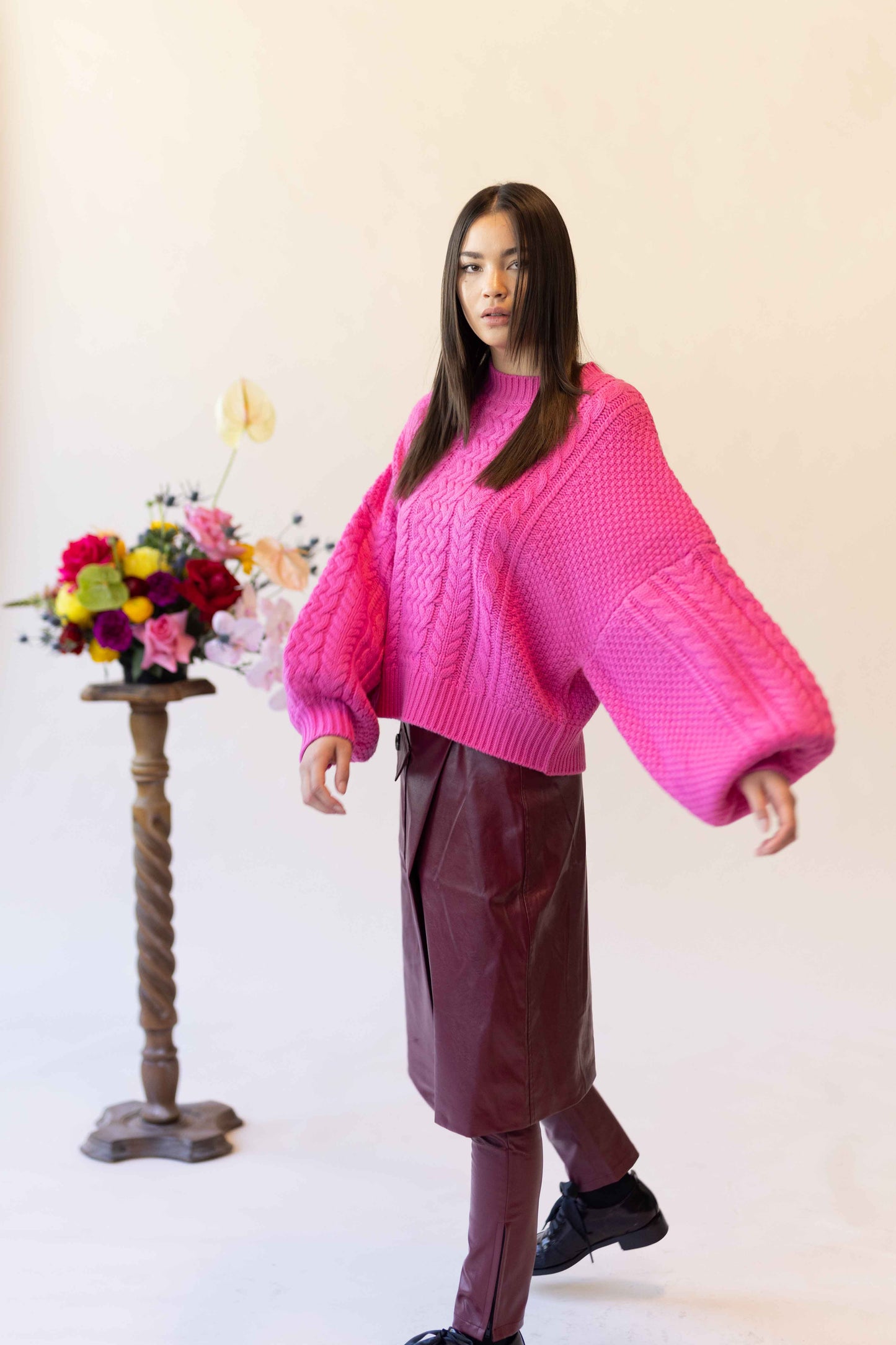 LOVERS CABLE KNIT - PINK