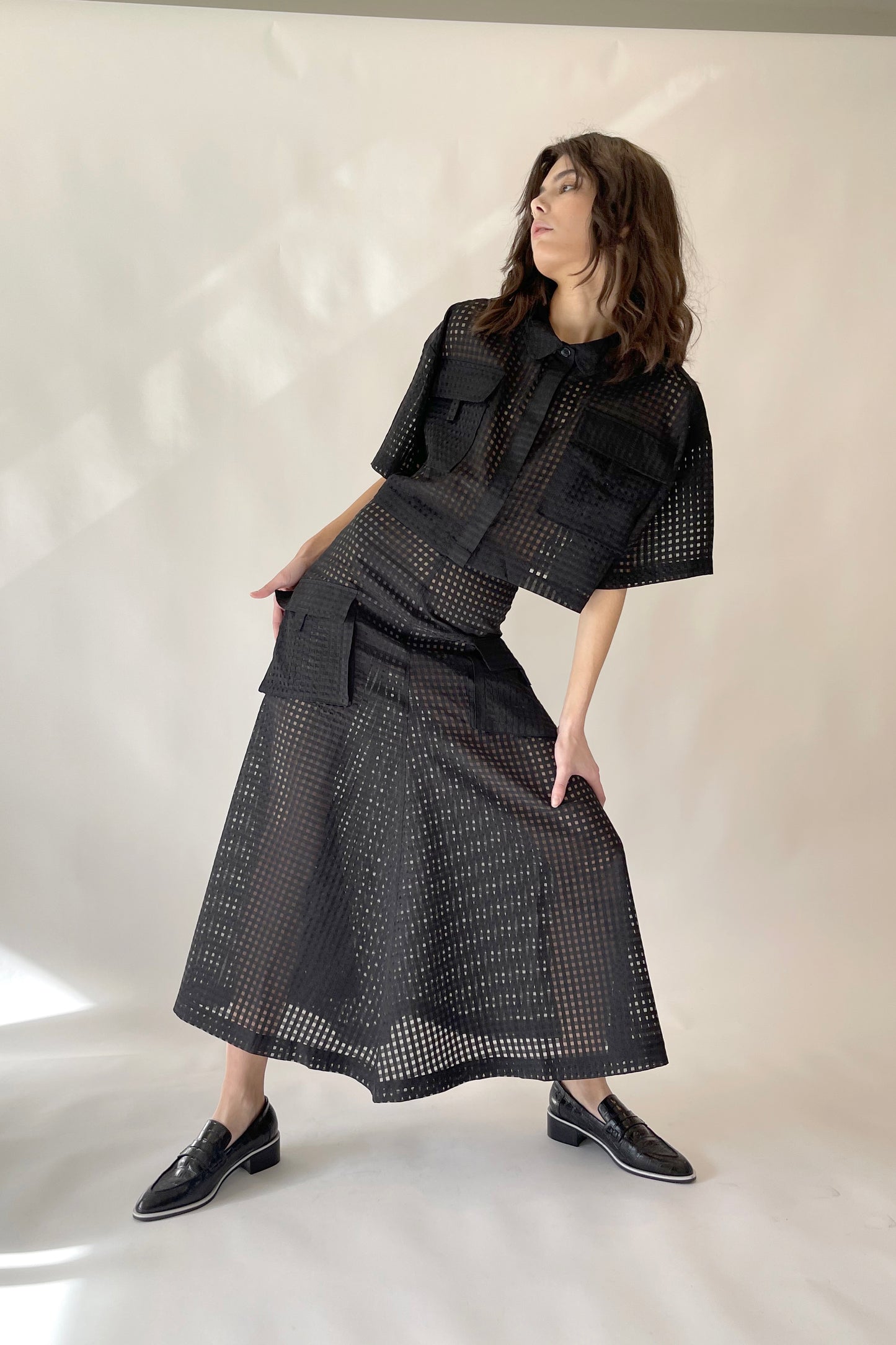 ASTRA SKIRT - BLACK GRID LACE