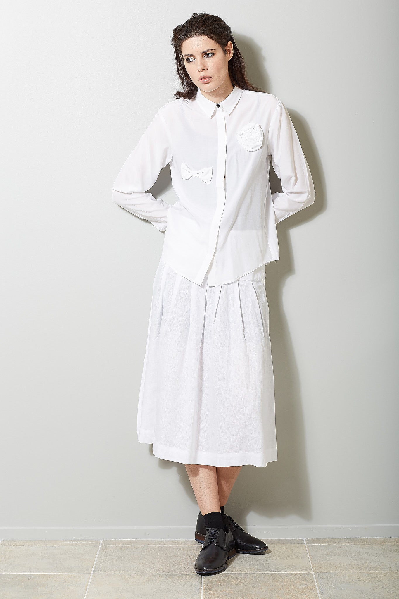Rosette Blouse, Ivory