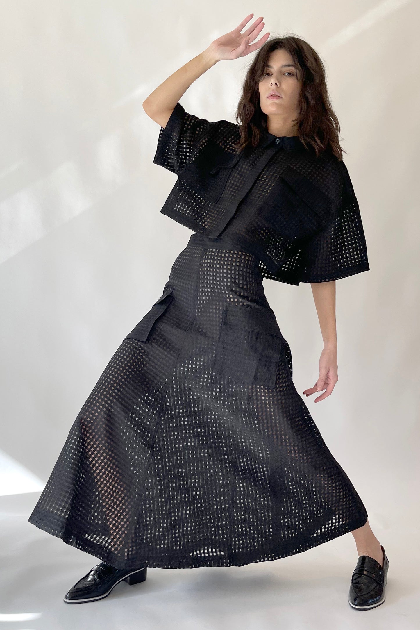 ASTRA SKIRT - BLACK GRID LACE