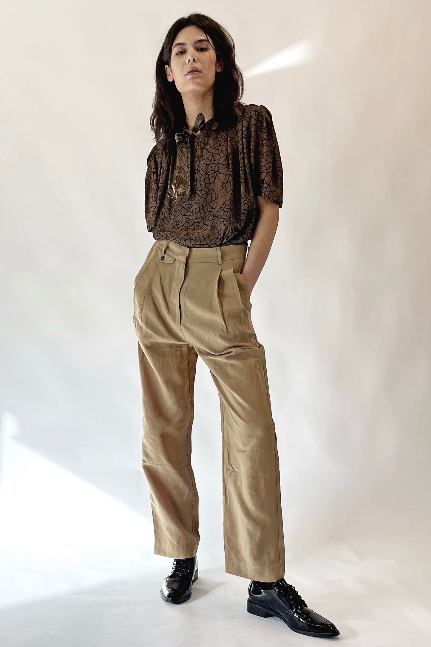 PLANET PANT - STONE LINEN SILK