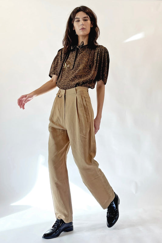 PLANET PANT - STONE LINEN SILK