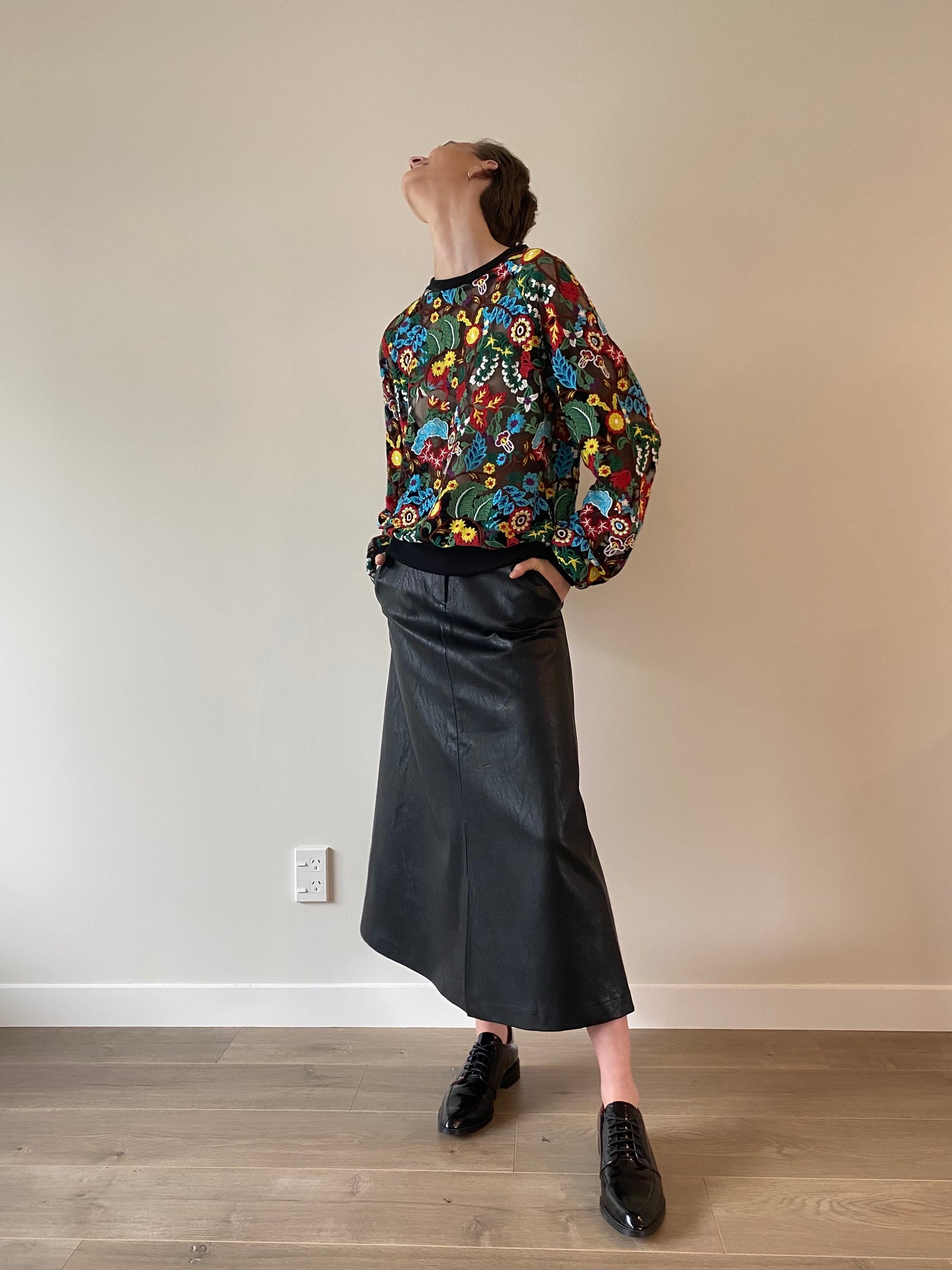 LOVE & THORNS SKIRT- BLACK VEGAN LEATHER