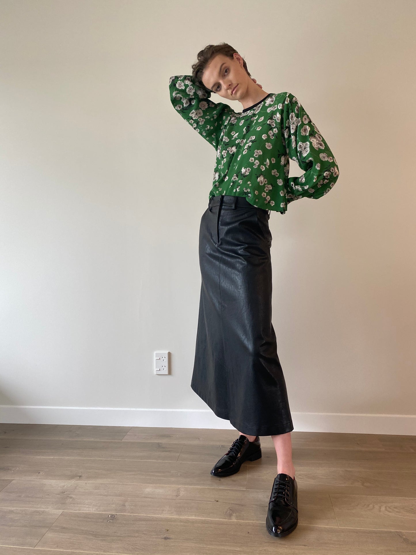 LOVE & THORNS SKIRT- BLACK VEGAN LEATHER