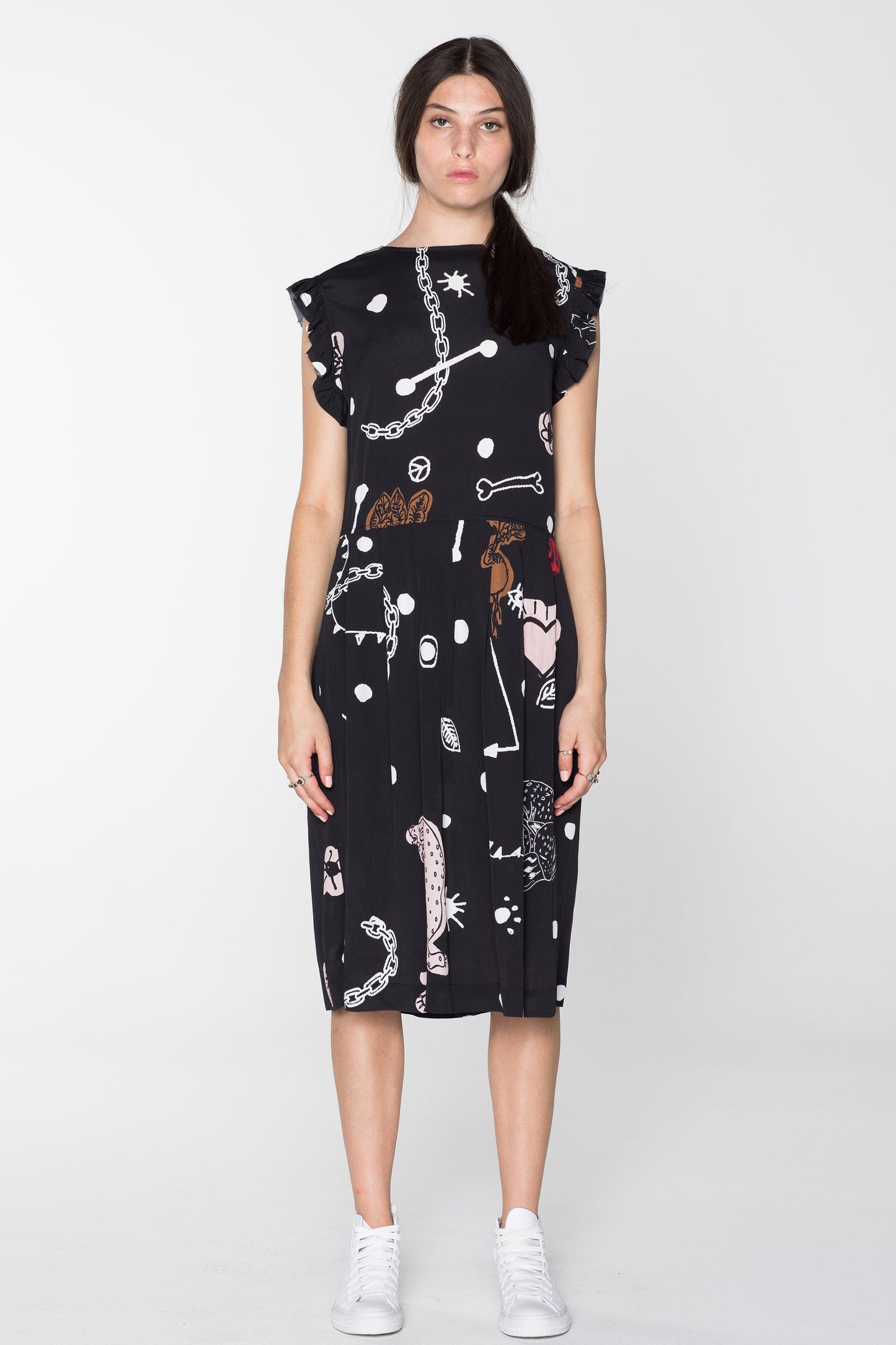 DOMESTIC DRESS - BLACK CHAIN N HOUND PRINT
