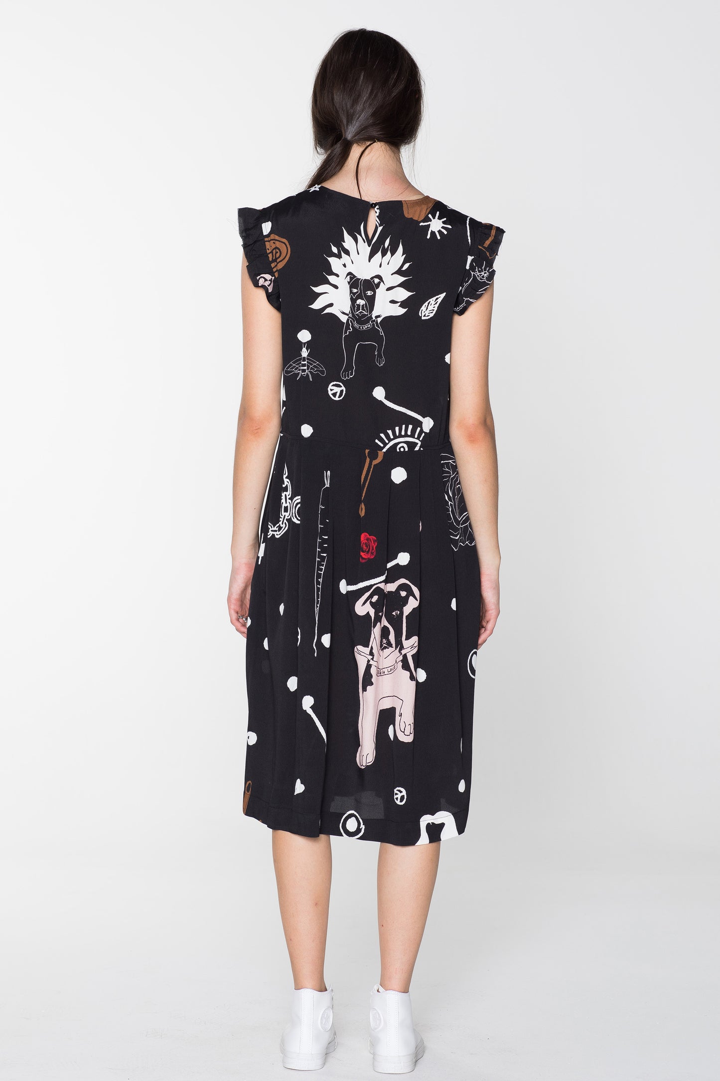 DOMESTIC DRESS - BLACK CHAIN N HOUND PRINT