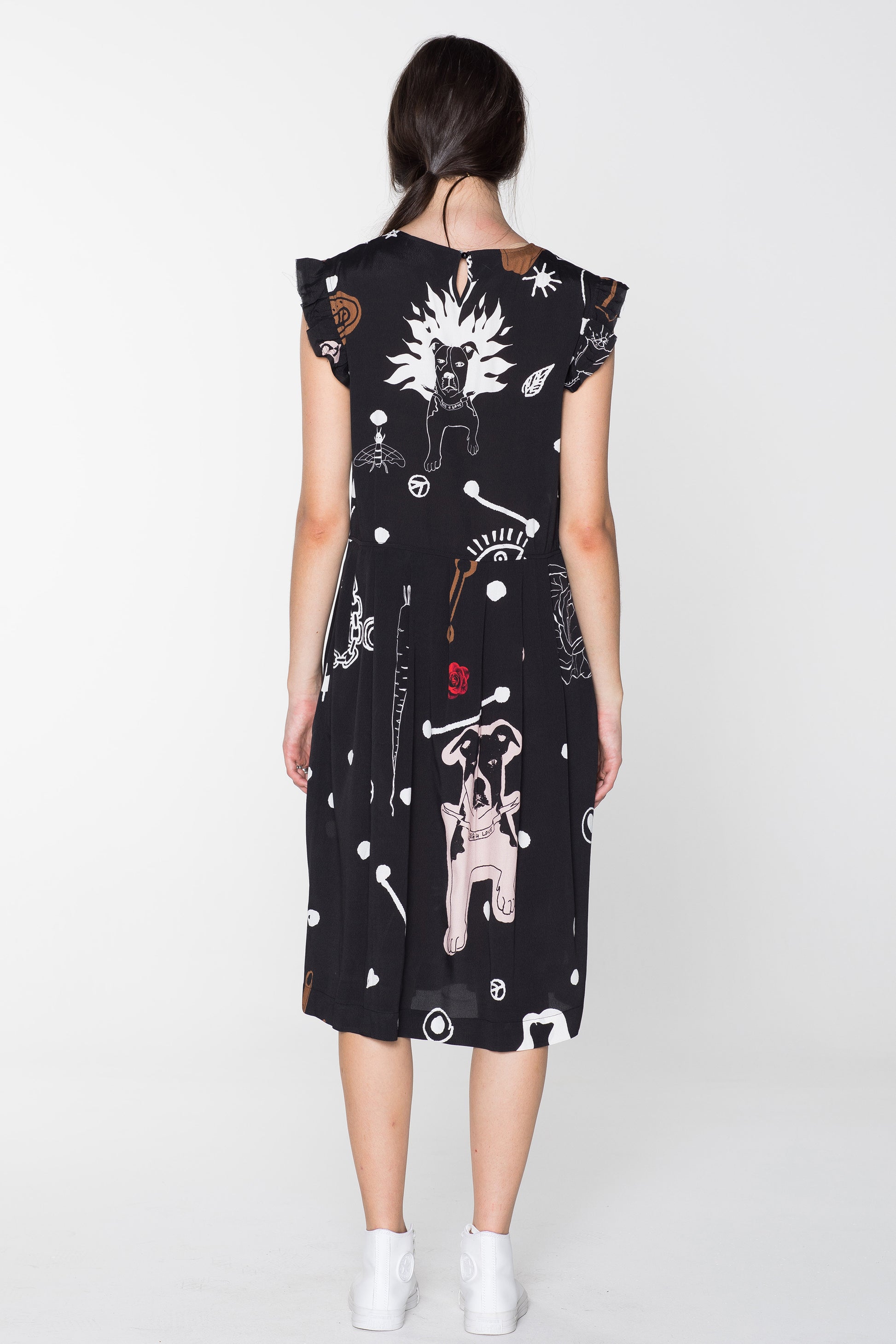 DOMESTIC DRESS - BLACK CHAIN N HOUND PRINT