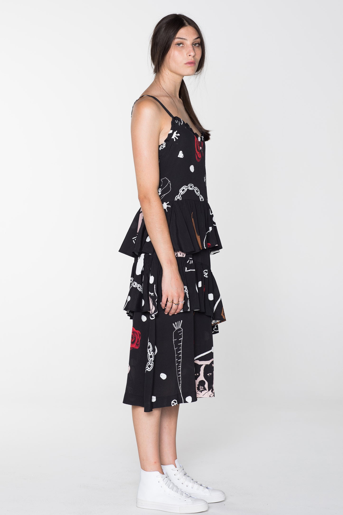 BEG FOR LOVE DRESS - BLACK CHAIN N HOUND PRINT