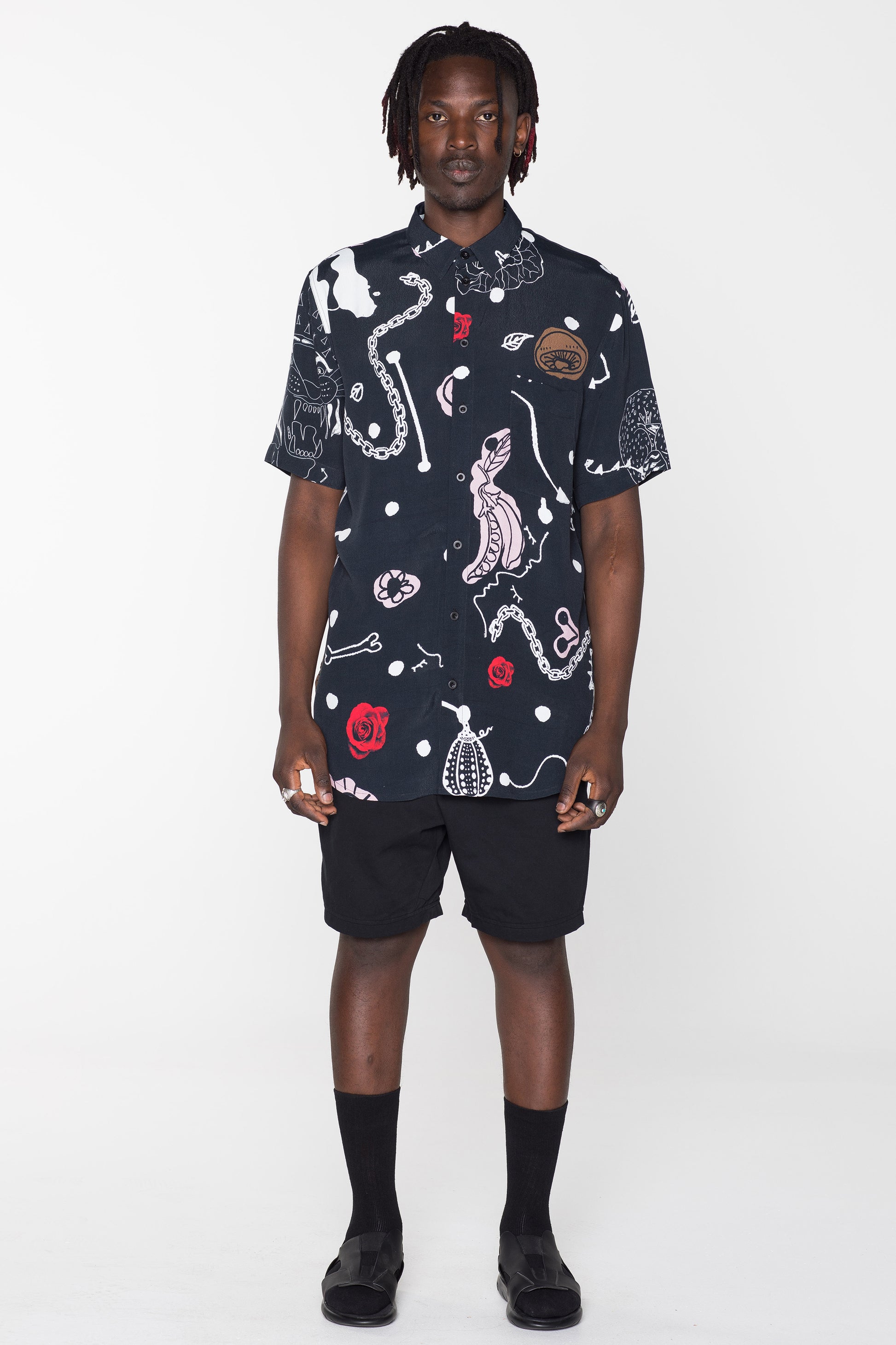 CREATURES SHIRT - BLACK CHAIN N HOUND PRINT