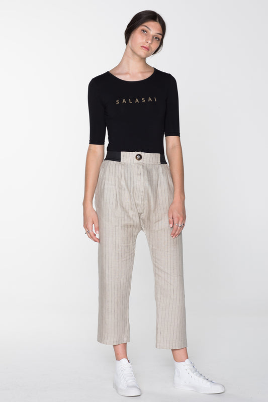 HUMANE PANT- NATURAL PINSTRIPE