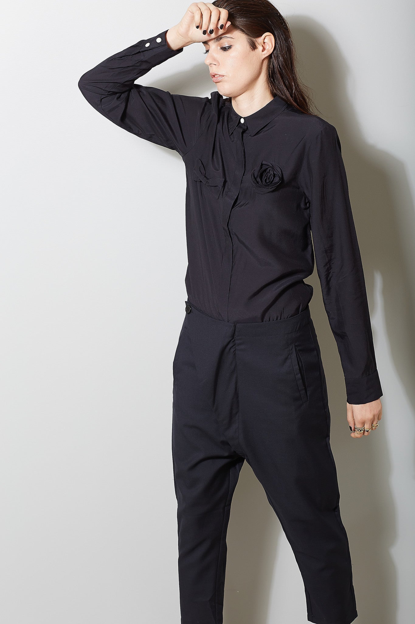 Rosette Blouse, Black