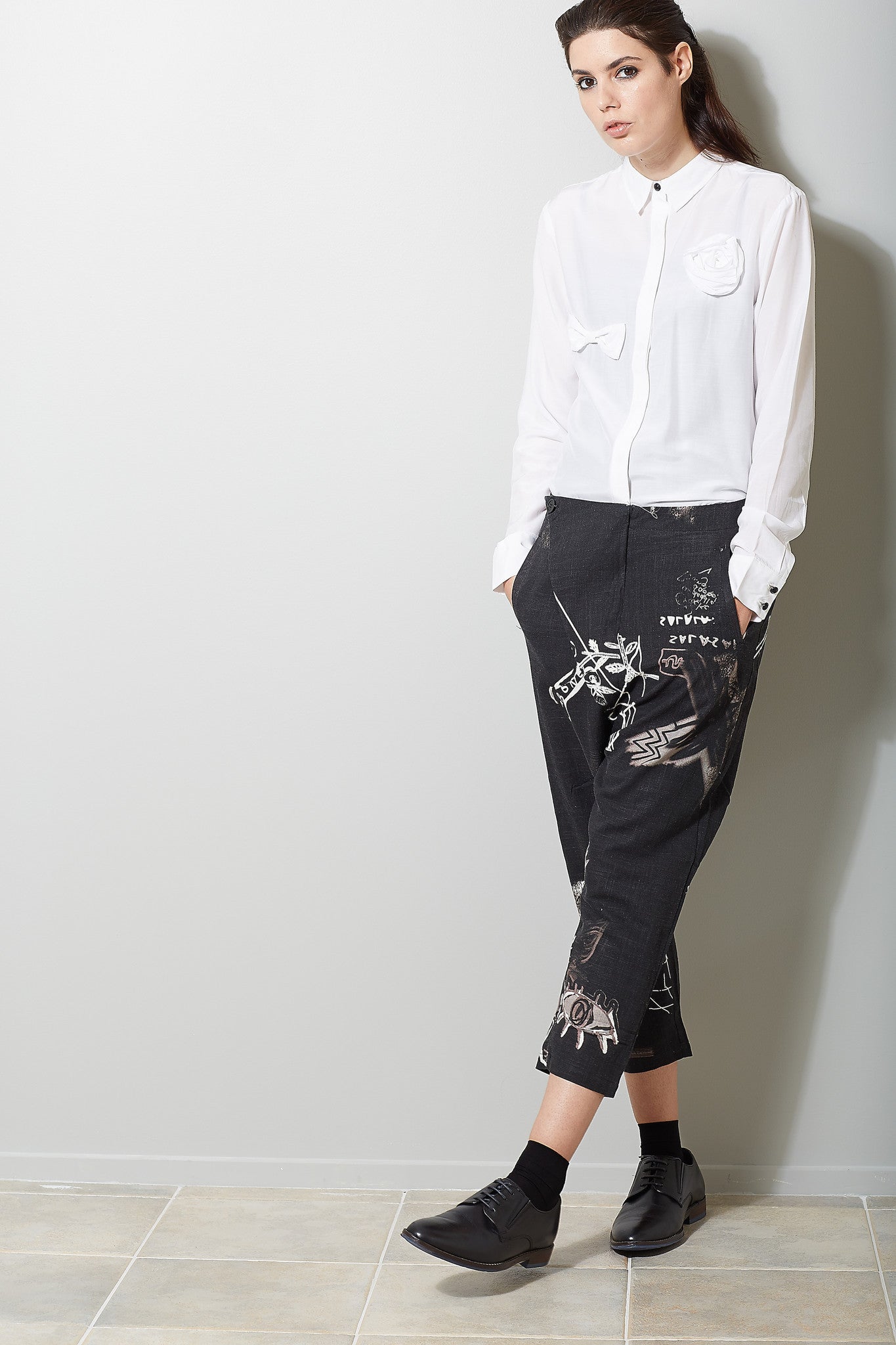 Rosette Blouse, Ivory