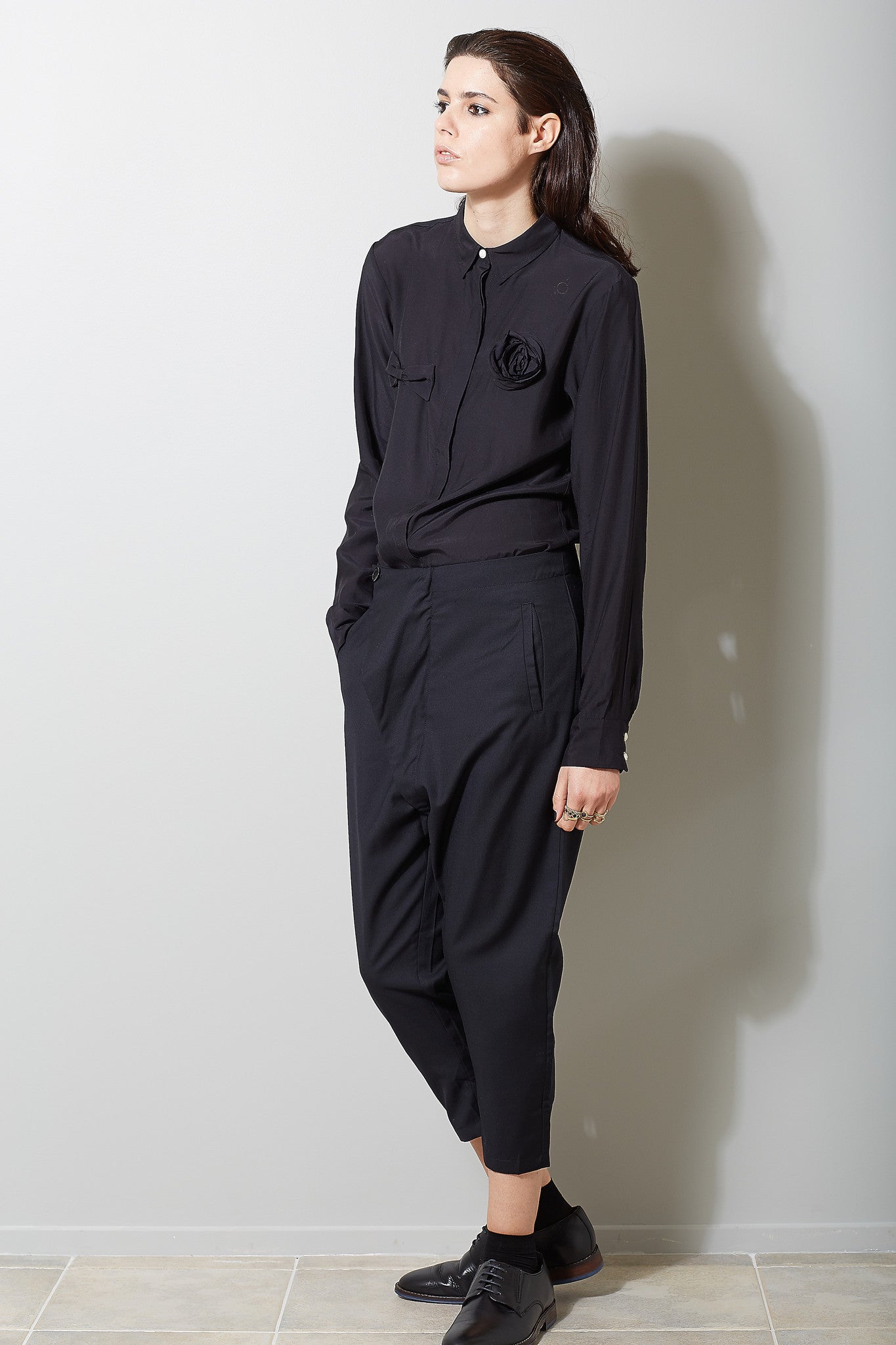 Rosette Blouse, Black