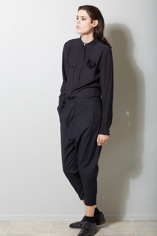 Rosette Blouse, Black
