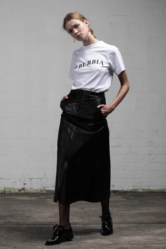 LOVE & THORNS SKIRT- BLACK VEGAN LEATHER