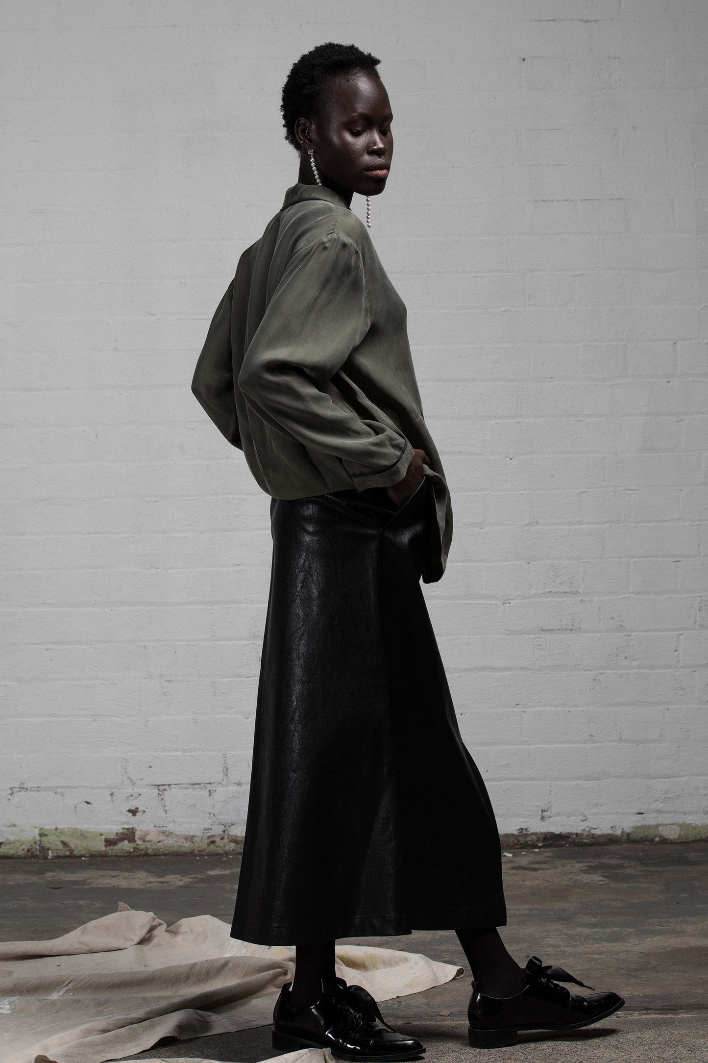 LOVE & THORNS SKIRT- BLACK VEGAN LEATHER