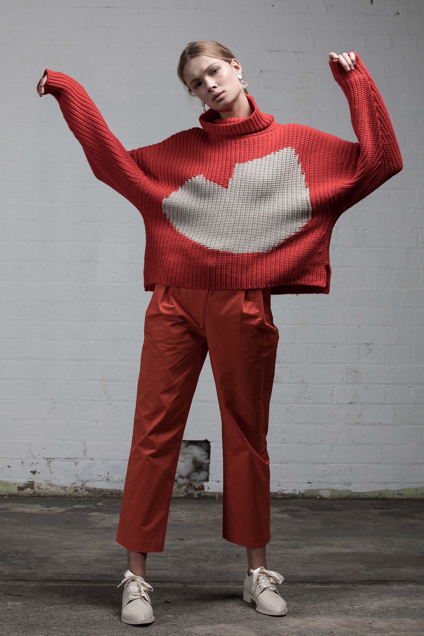 BROKEN HEART JUMPER - FIRE/BONE HEART MERINO