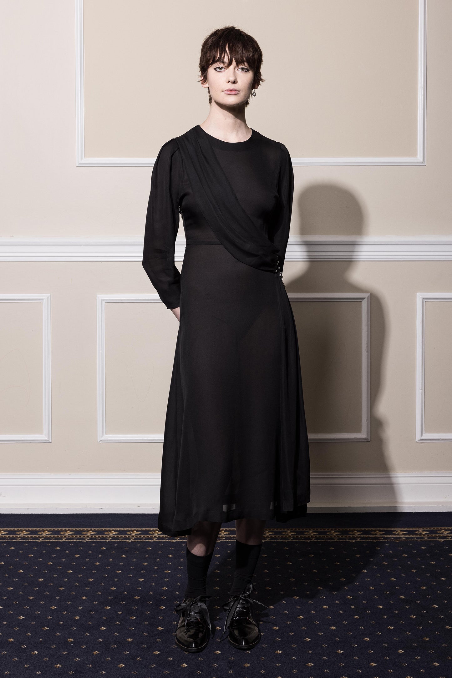 SERENADE SATURN DRESS BLACK SILK