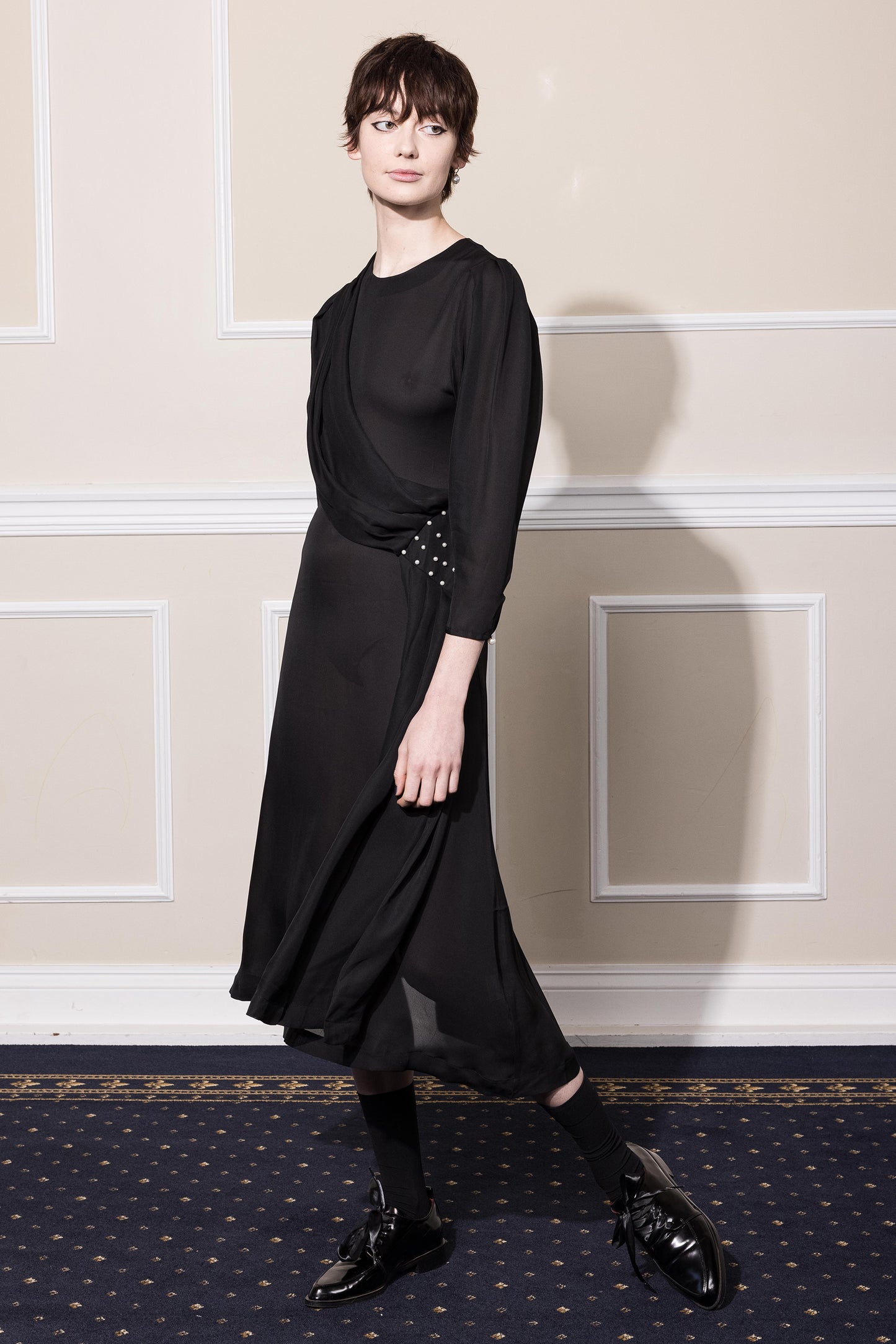 SERENADE SATURN DRESS BLACK SILK