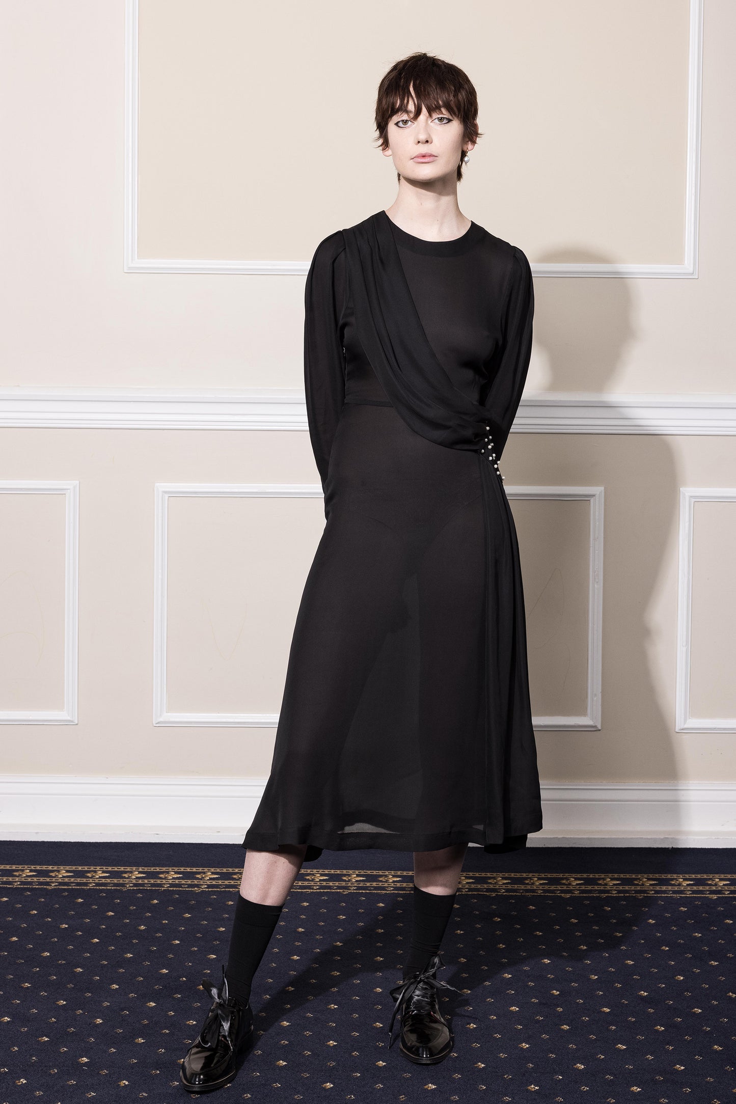 SERENADE SATURN DRESS BLACK SILK