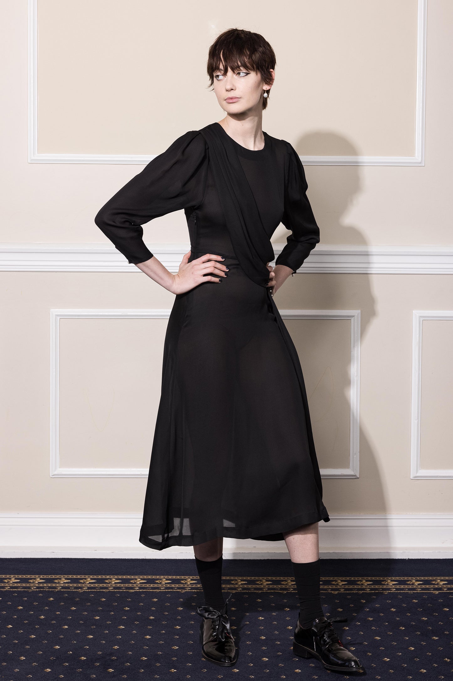 SERENADE SATURN DRESS BLACK SILK