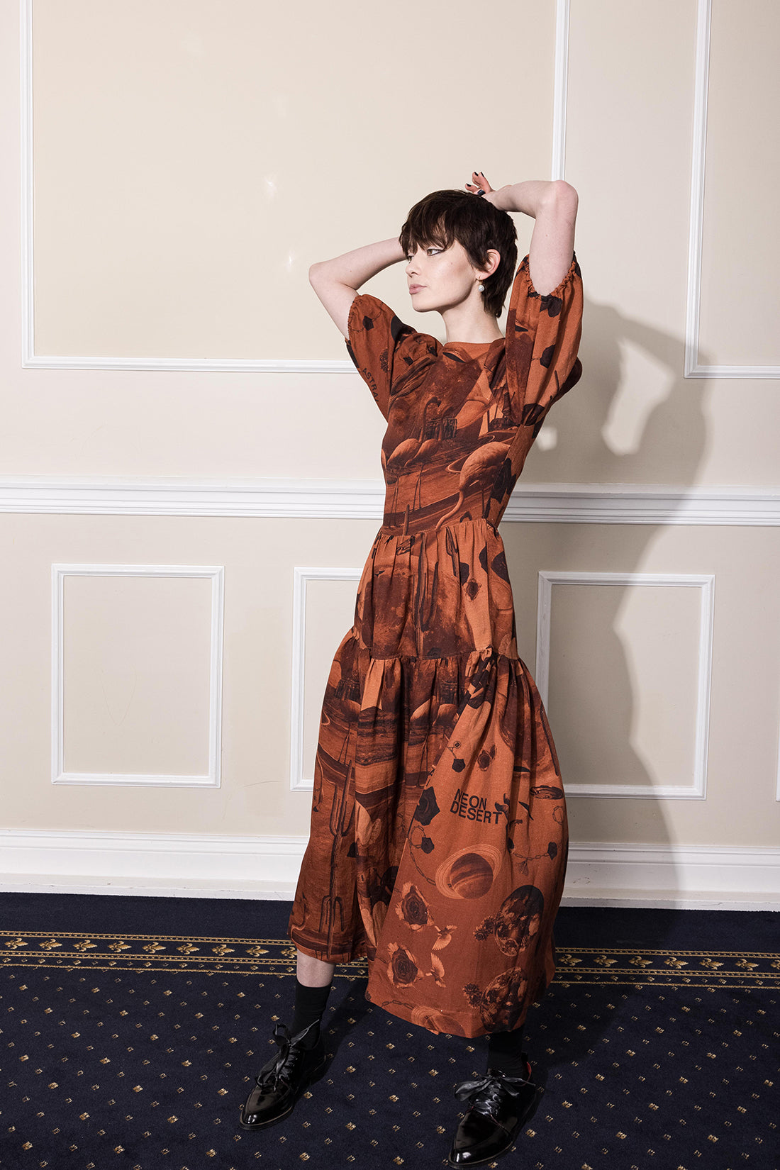 MOON GARDEN DRESS - REDWOOD PRINT