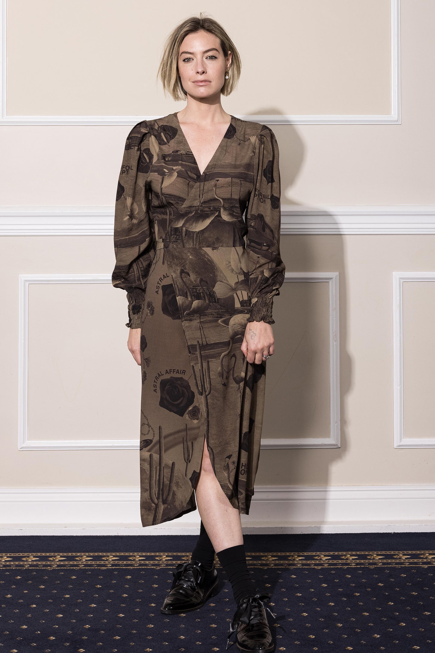 HEARTS ON FIRE WRAP DRESS -  CHOCOLATE PRINT