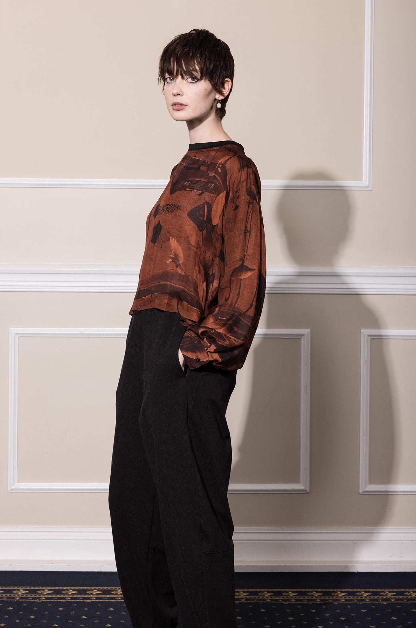 FLORALSCAPE TEE - REDWOOD PRINT SILK