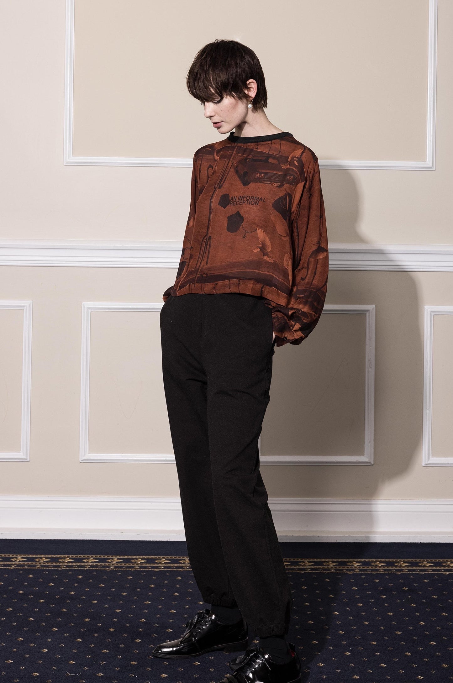 FLORALSCAPE TEE - REDWOOD PRINT SILK