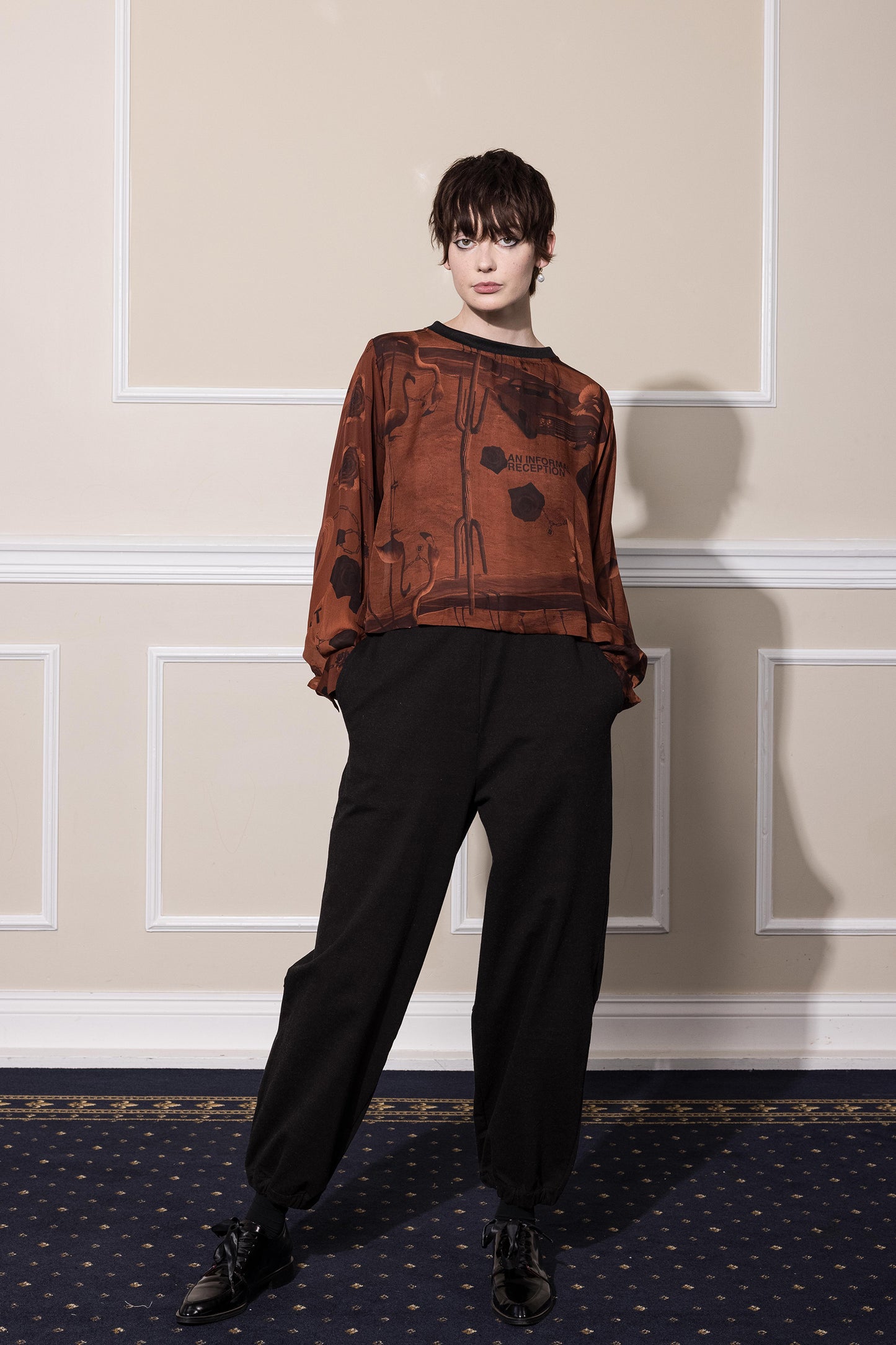 FLORALSCAPE TEE - REDWOOD PRINT SILK