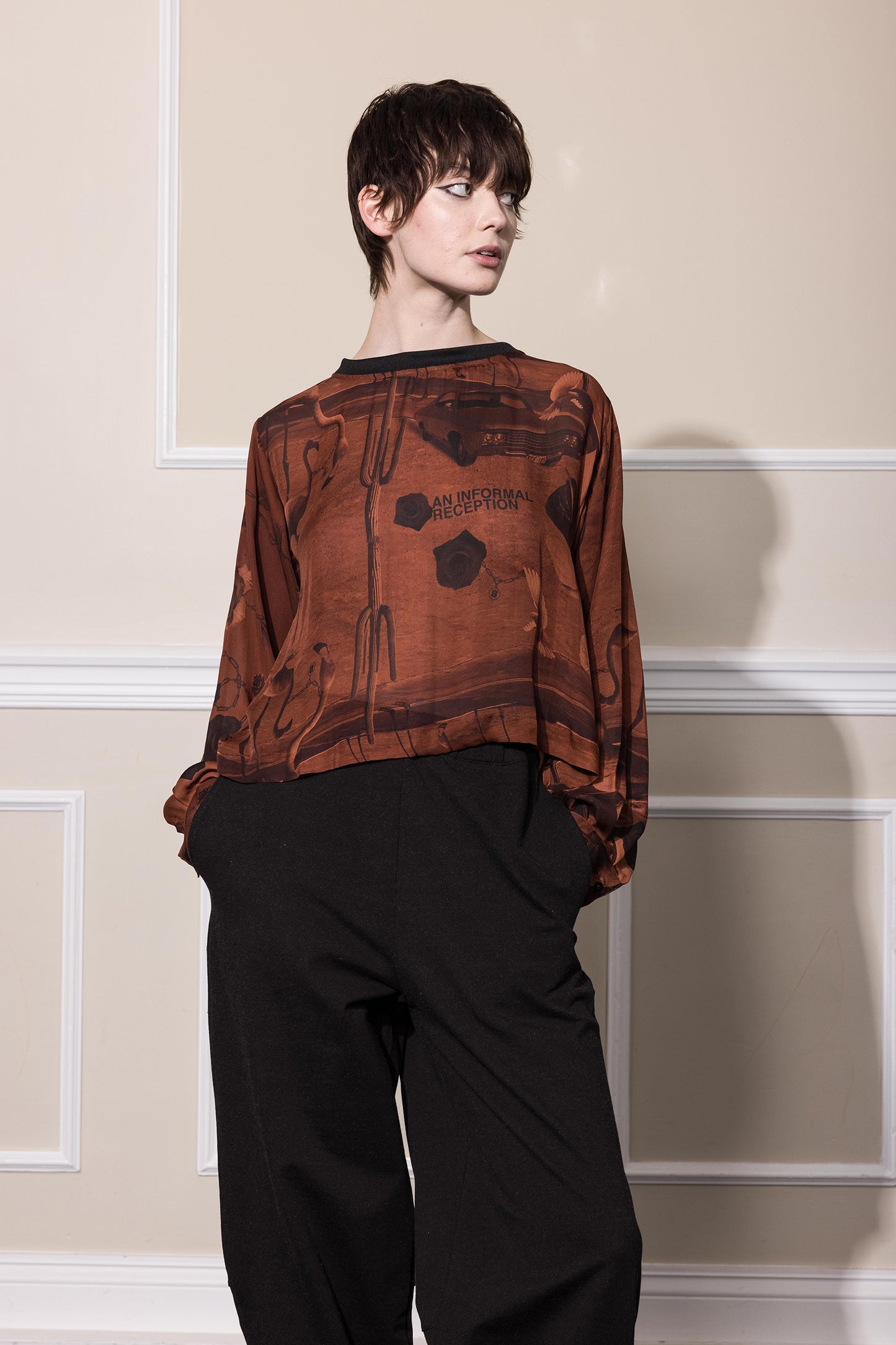 FLORALSCAPE TEE - REDWOOD PRINT SILK