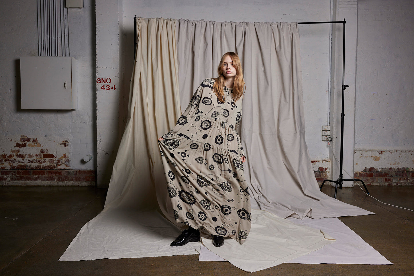 LOVE LIES BLEEDING DRESS - STONE CAMEO PRINT