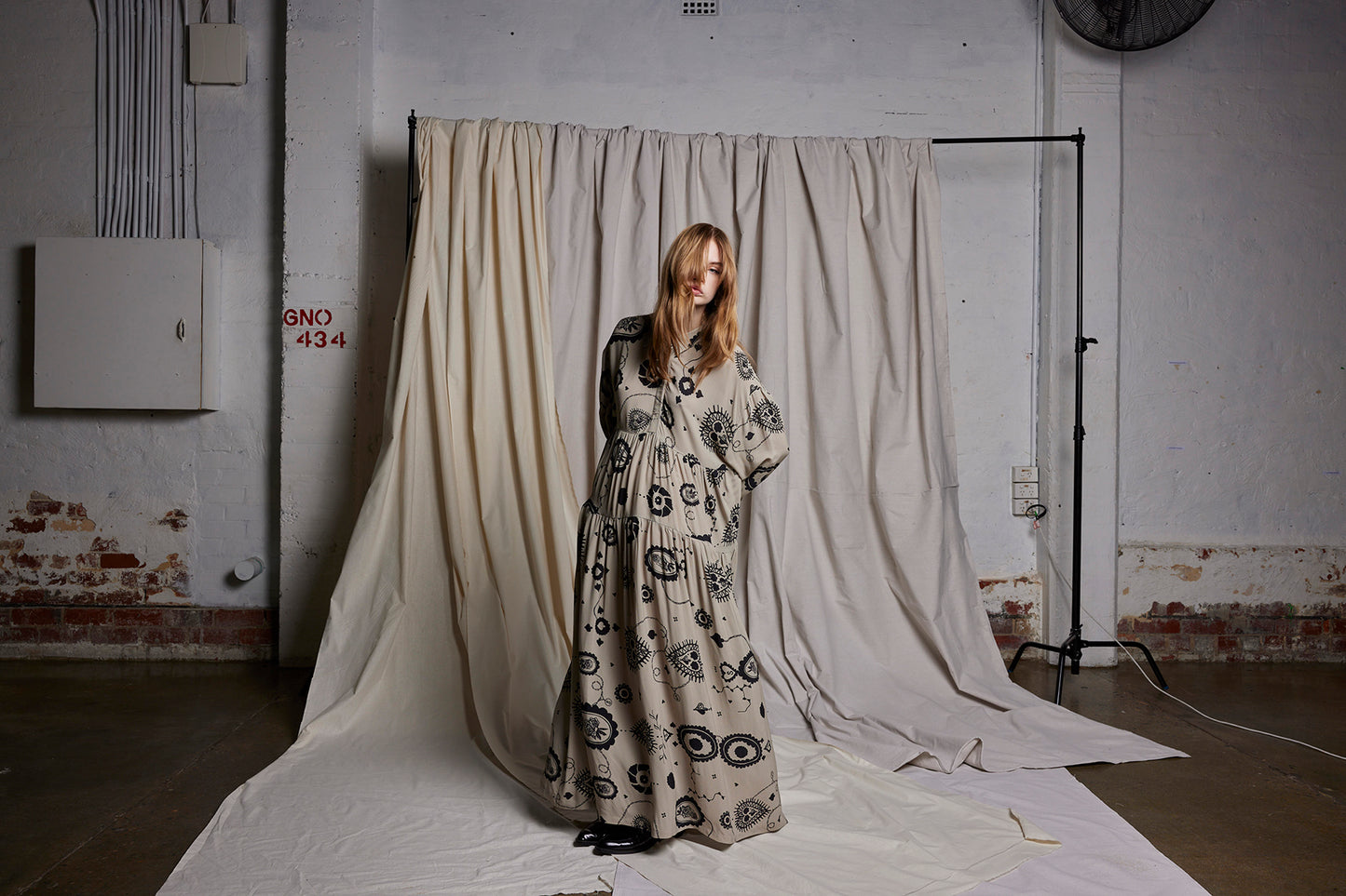 LOVE LIES BLEEDING DRESS - STONE CAMEO PRINT