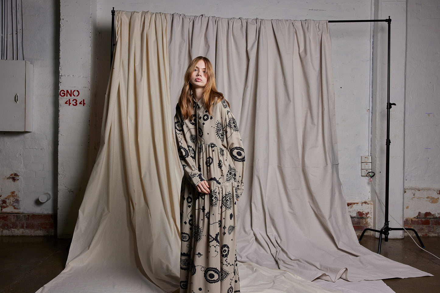 LOVE LIES BLEEDING DRESS - STONE CAMEO PRINT