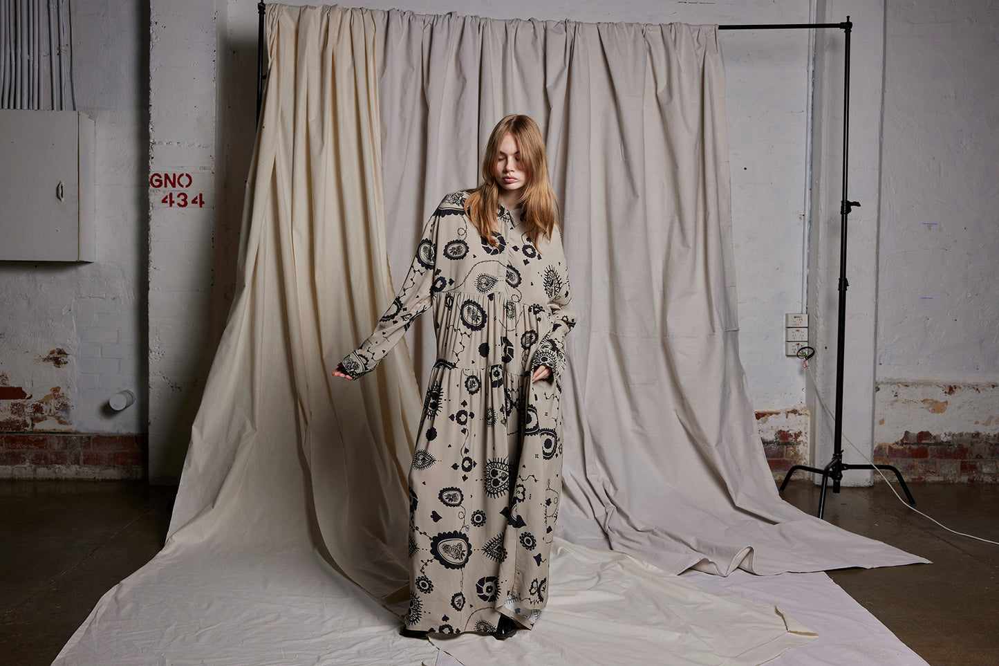 LOVE LIES BLEEDING DRESS - STONE CAMEO PRINT