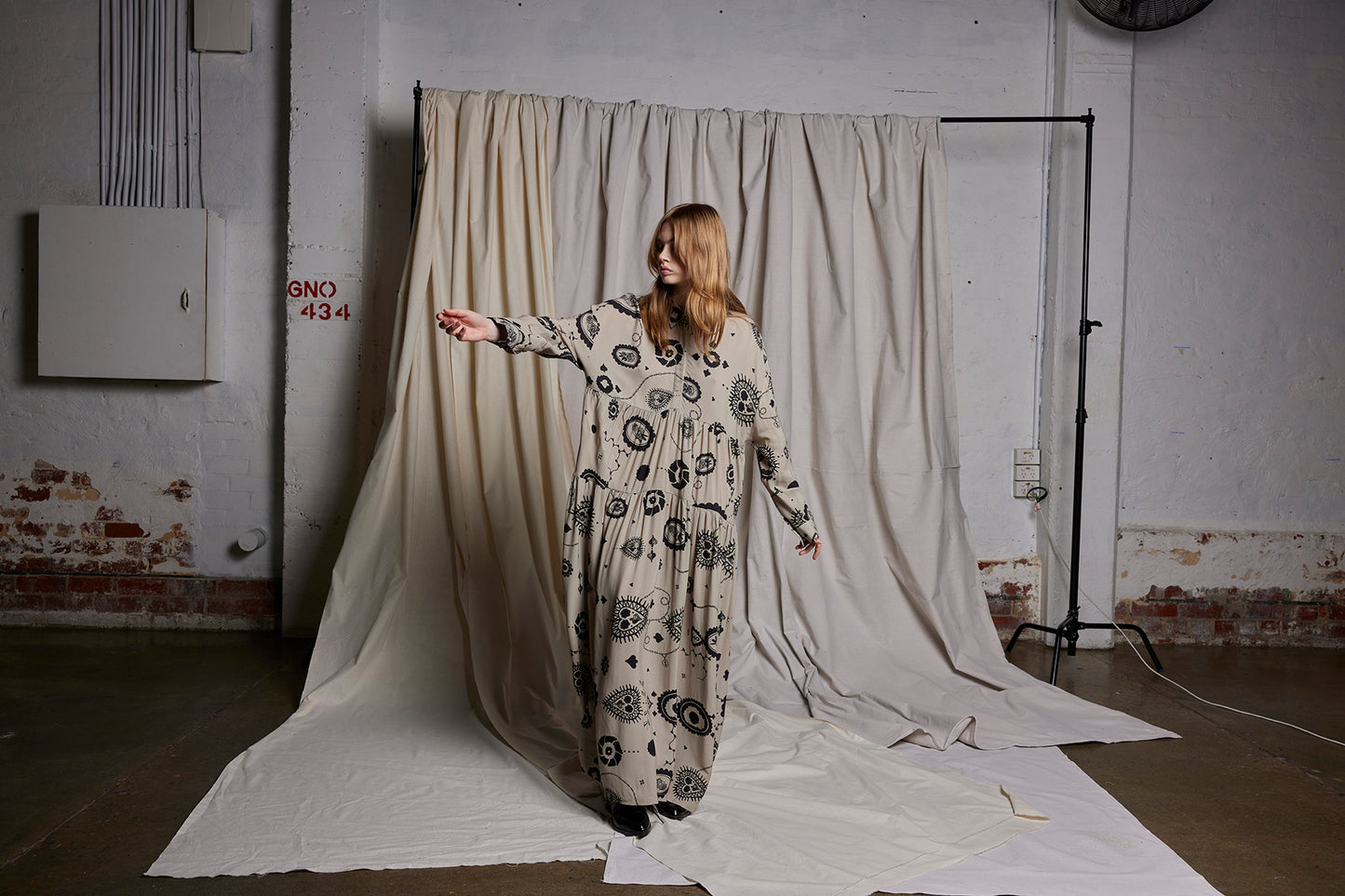 LOVE LIES BLEEDING DRESS - STONE CAMEO PRINT