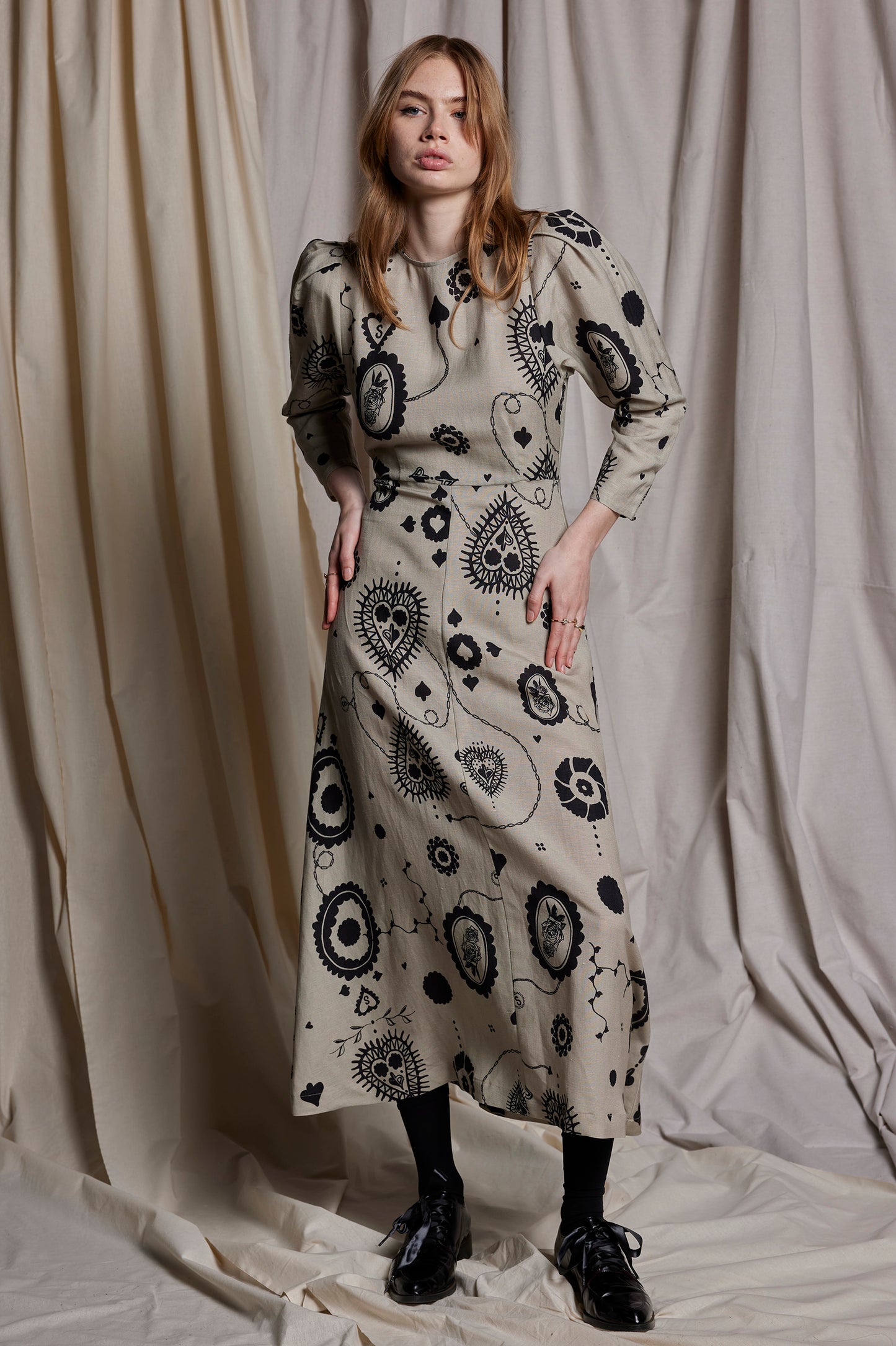 FLORENCE DRESS - STONE CAMEO PRINT