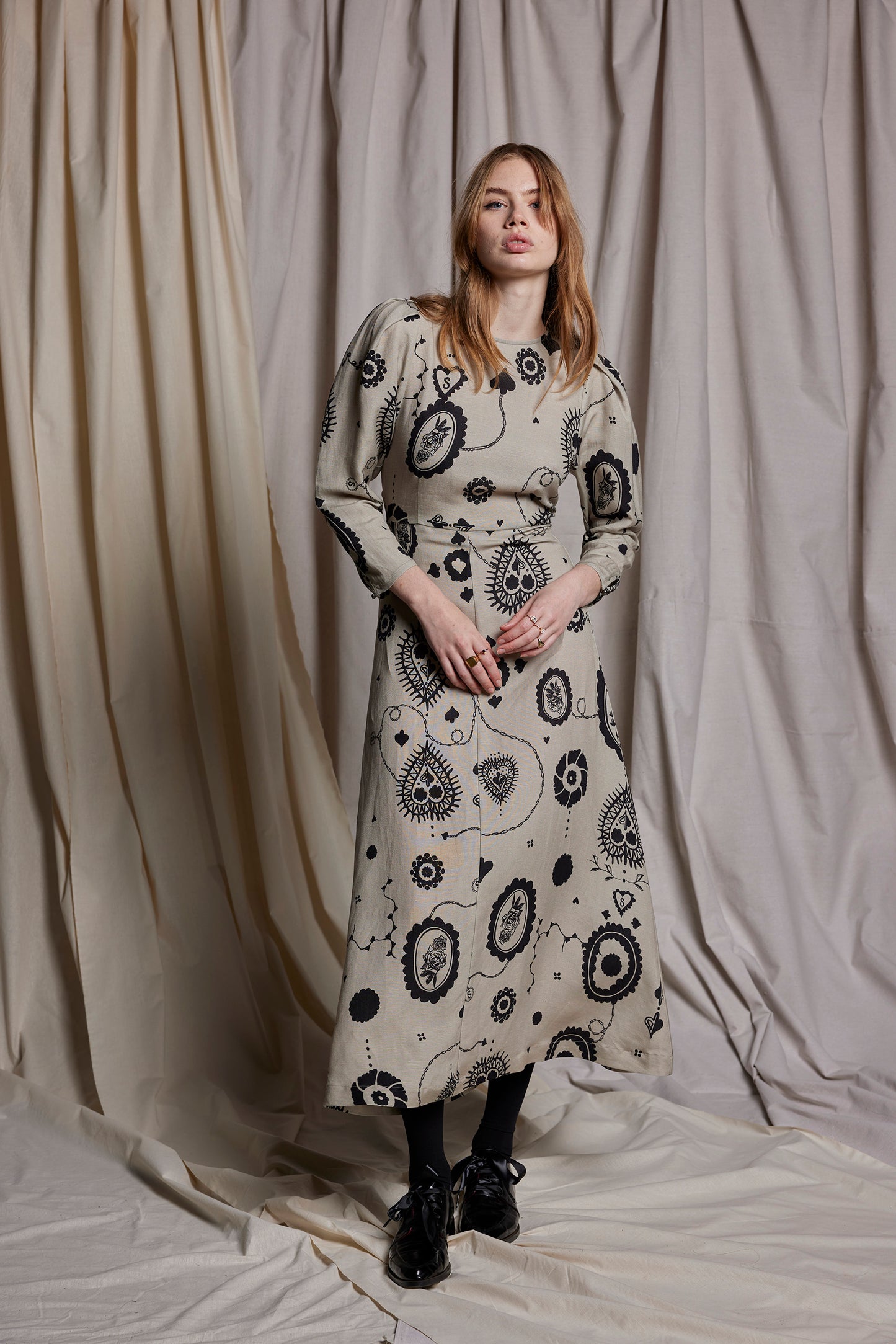 FLORENCE DRESS - STONE CAMEO PRINT
