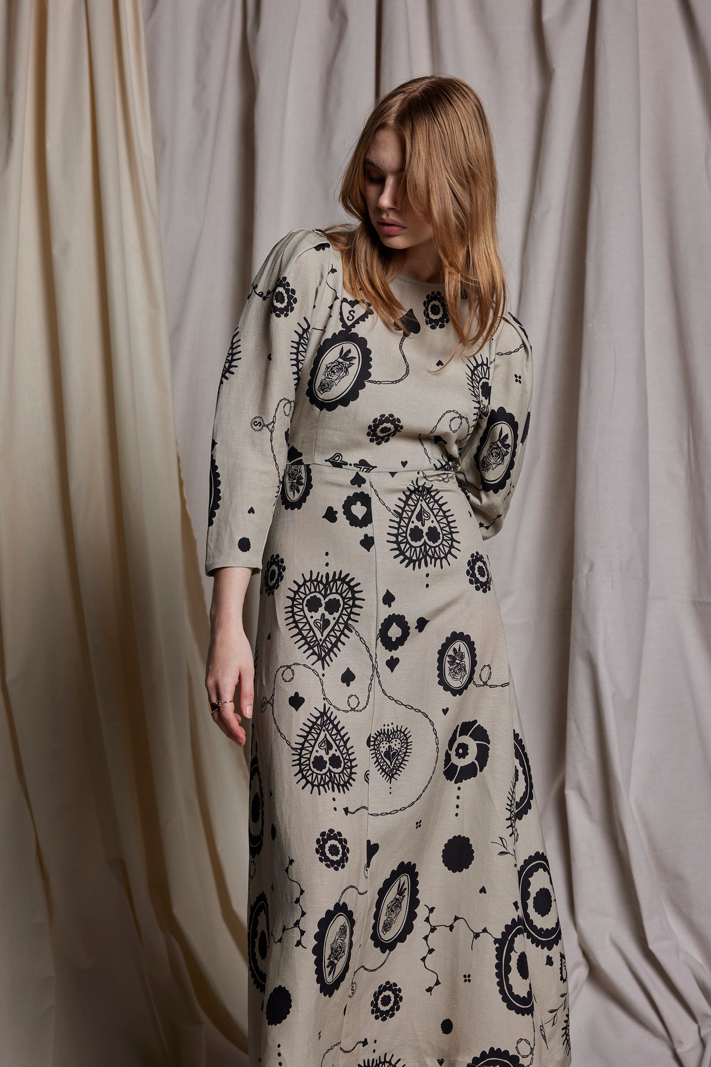 FLORENCE DRESS - STONE CAMEO PRINT