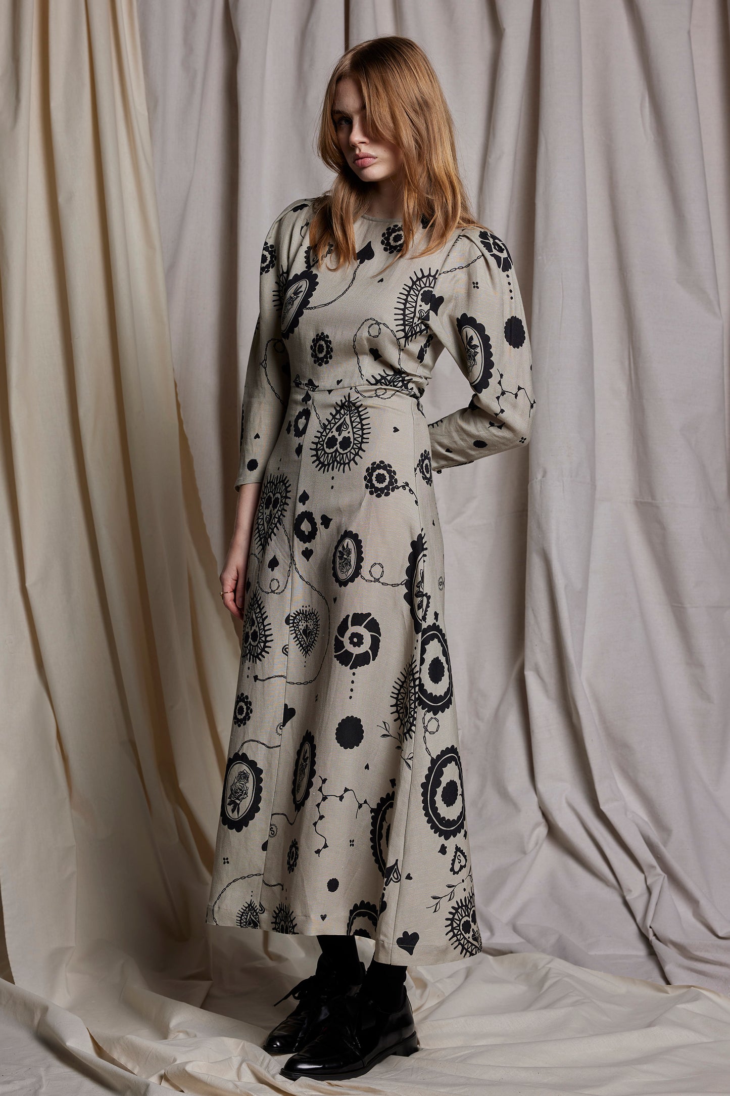 FLORENCE DRESS - STONE CAMEO PRINT