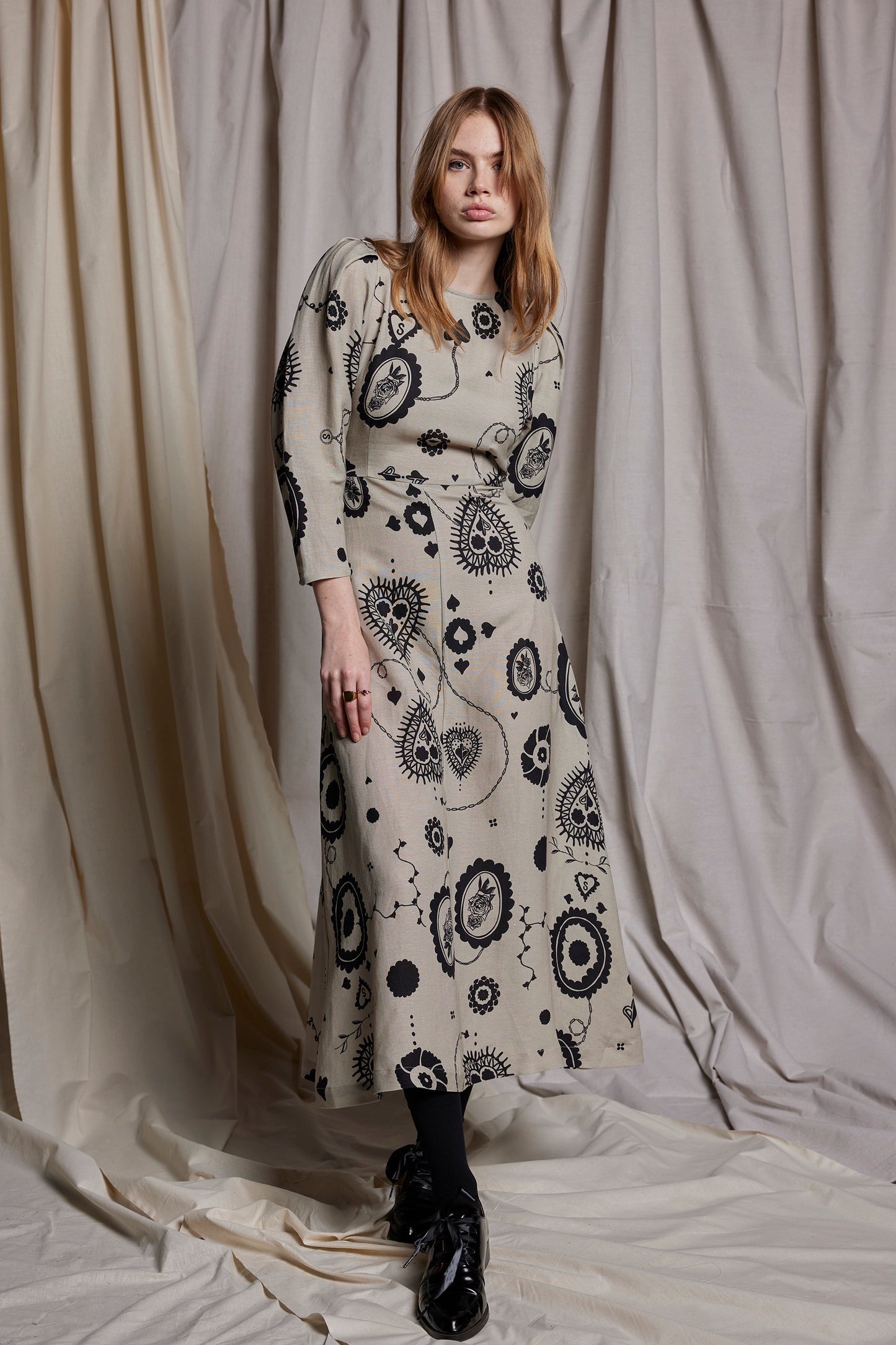 FLORENCE DRESS - STONE CAMEO PRINT