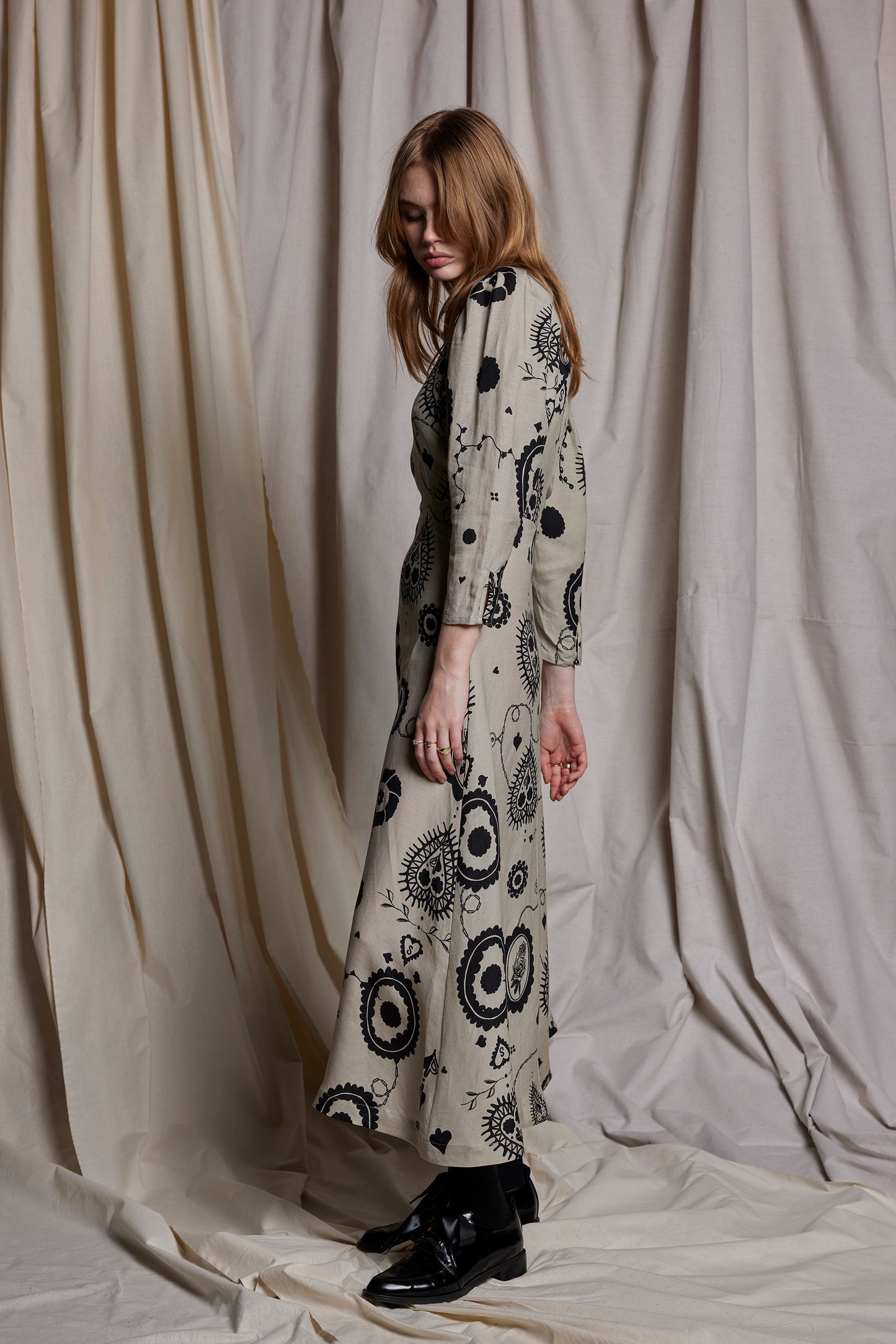 FLORENCE DRESS - STONE CAMEO PRINT