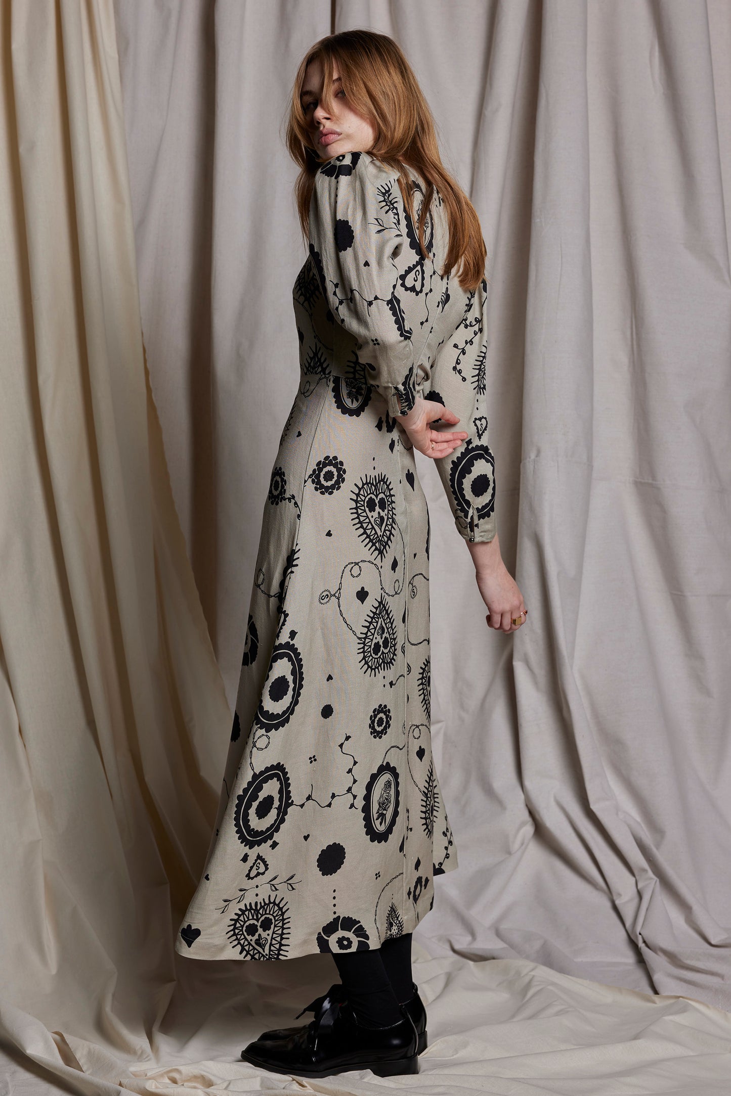 FLORENCE DRESS - STONE CAMEO PRINT