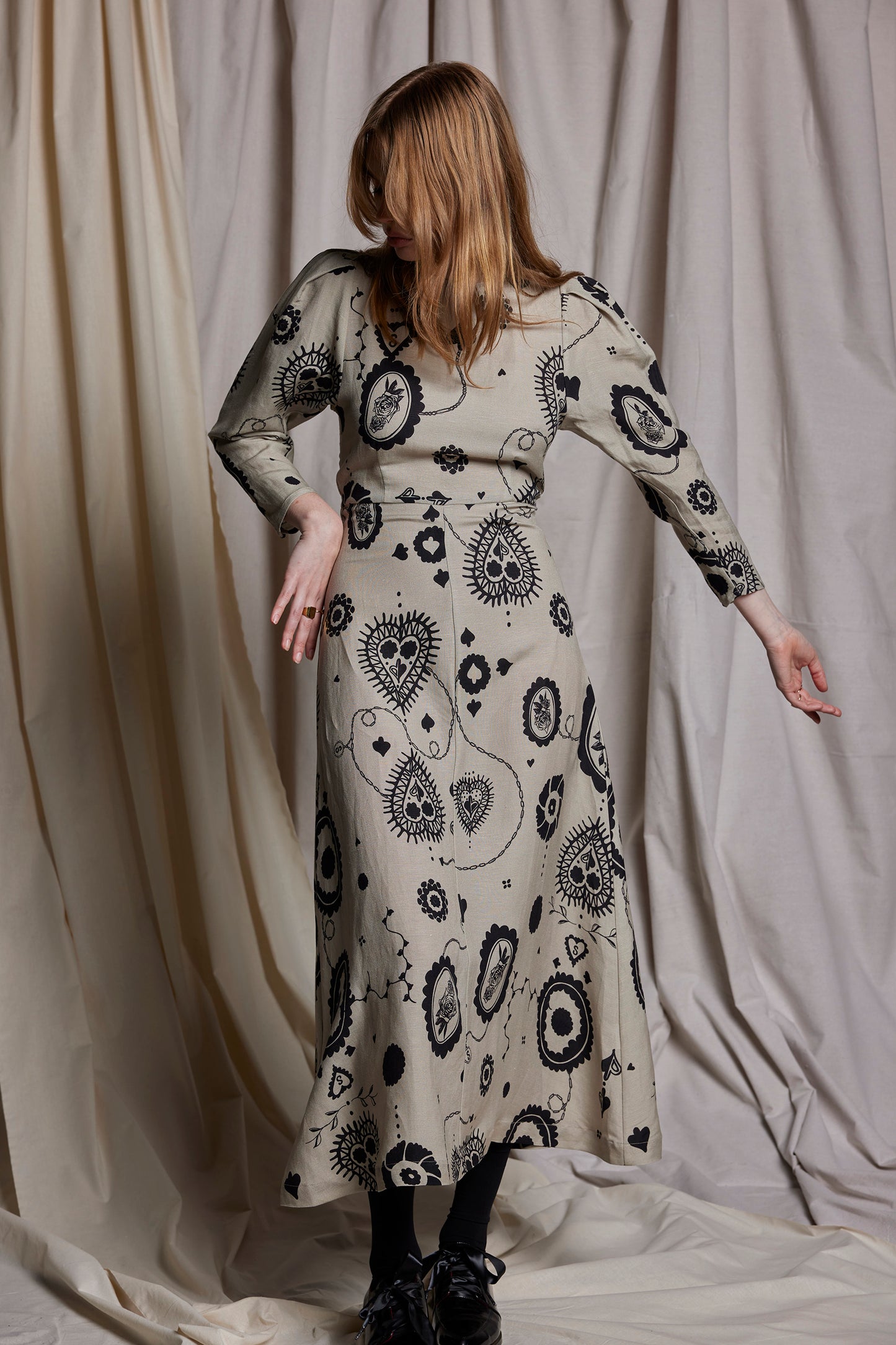 FLORENCE DRESS - STONE CAMEO PRINT