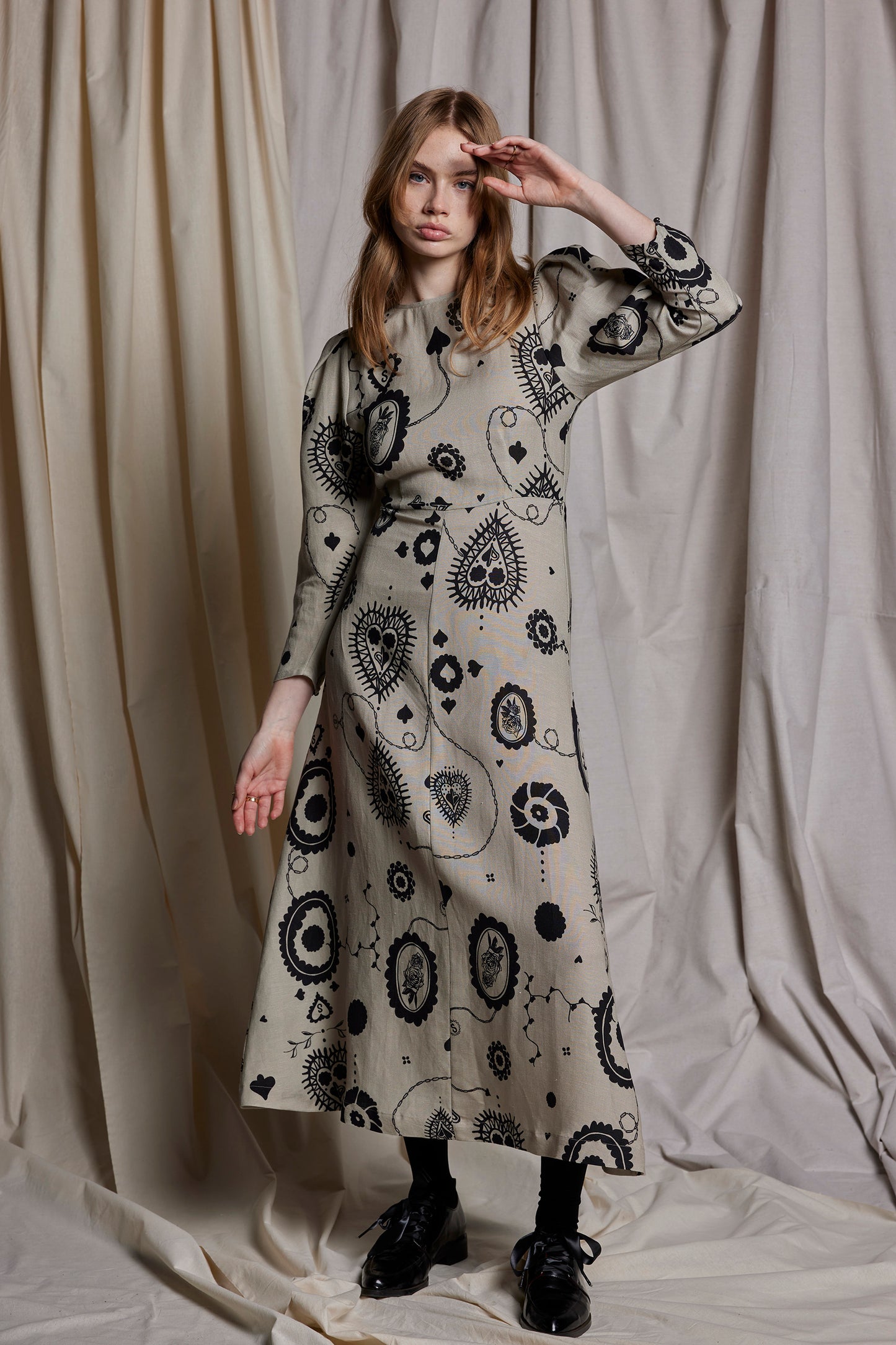 FLORENCE DRESS - STONE CAMEO PRINT