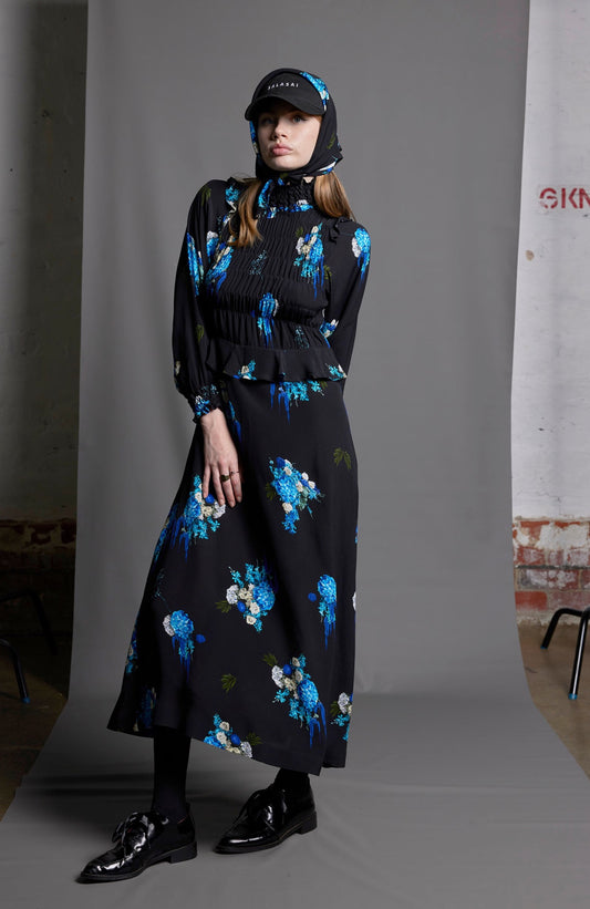 FEMME FATALE DRESS - ELECTRIC BLUE PRINT