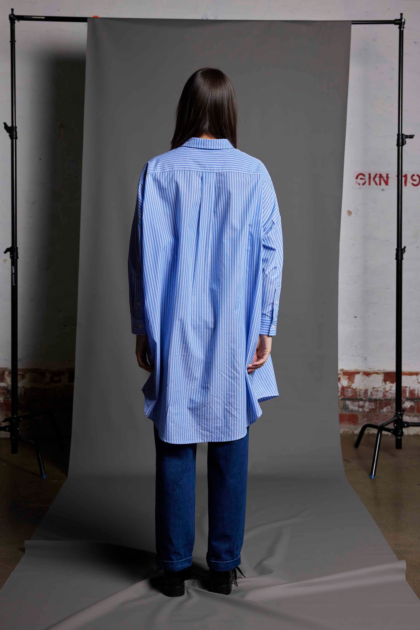 DREAMERS SHIRT DRESS - BLUE PINSTRIPE