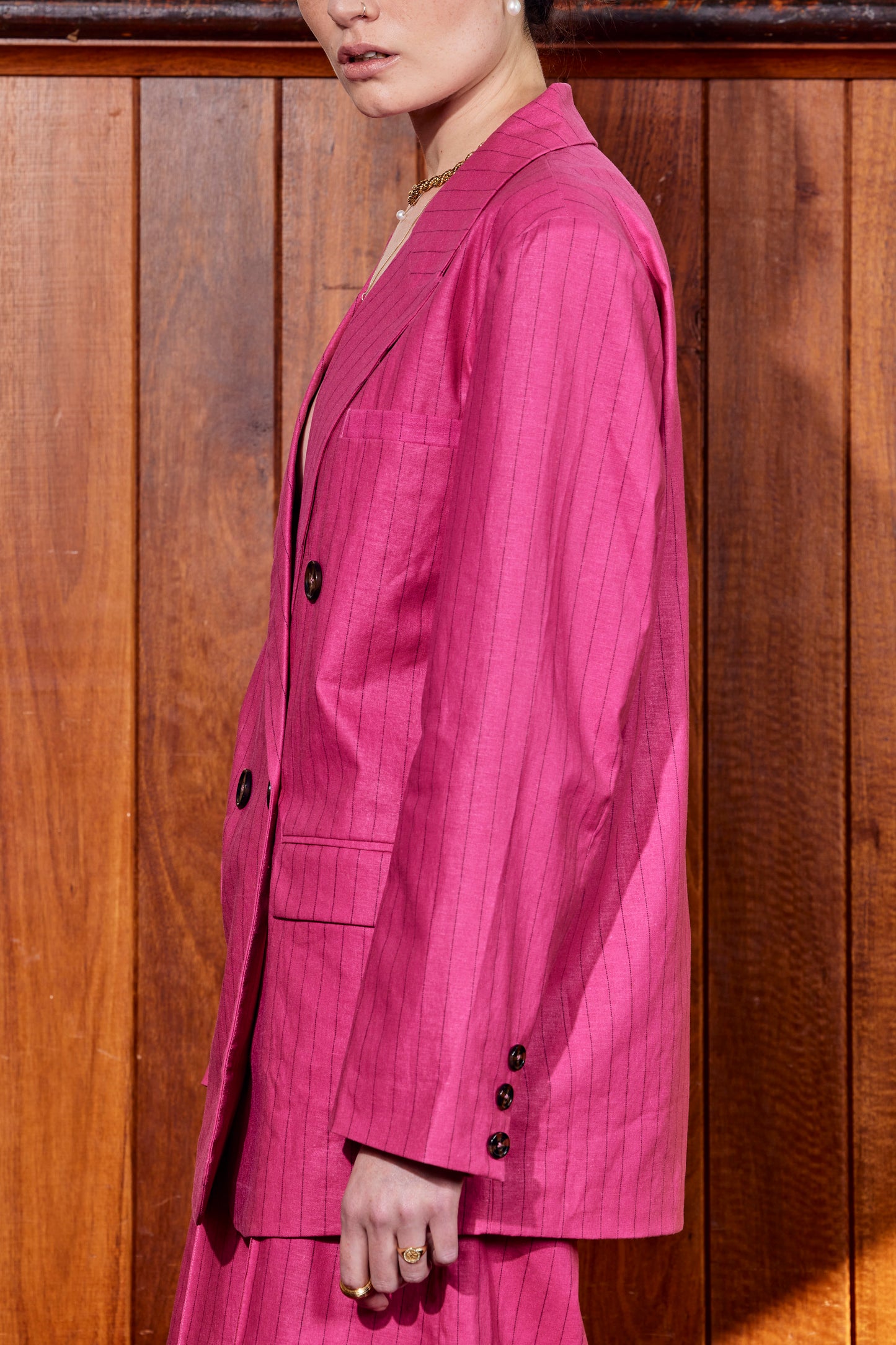 CASA PALMA BLAZER - PINK PIN STRIPE
